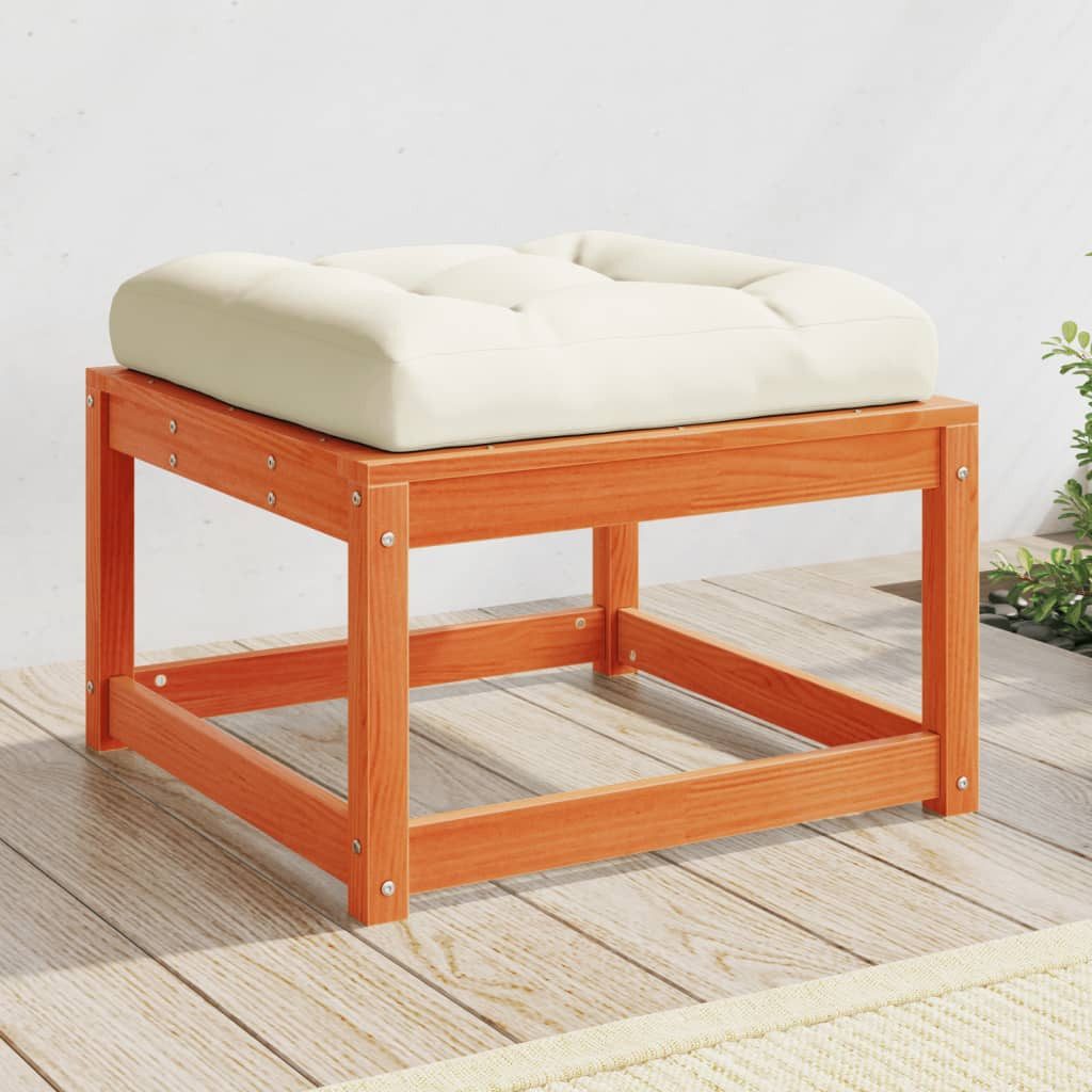 vidaXL Loungesofa Gartenhocker mit Kissen Wachsbraun Massivholz Kiefer