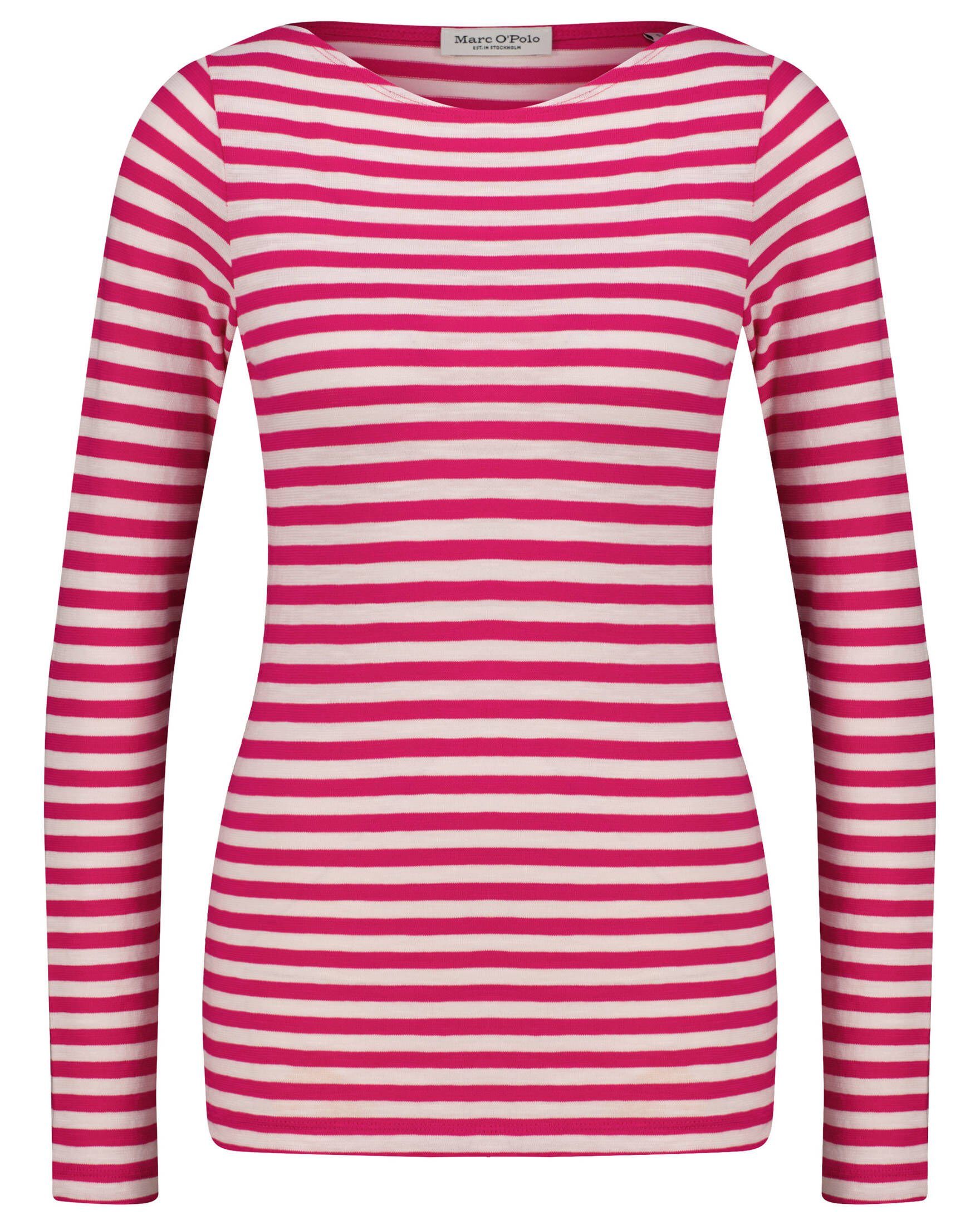 (71) T-Shirt aus Damen Slub-Jersey Fit O'Polo pink Langarmshirt Marc Regular (1-tlg)