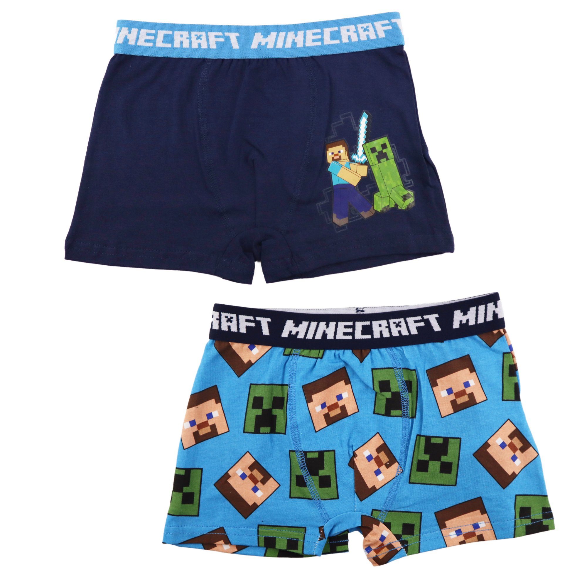 Minecraft Boxershorts Minecraft Creeper Steve 2er Pack Kinder Jungen Unterhose Gr. 116 bis 152