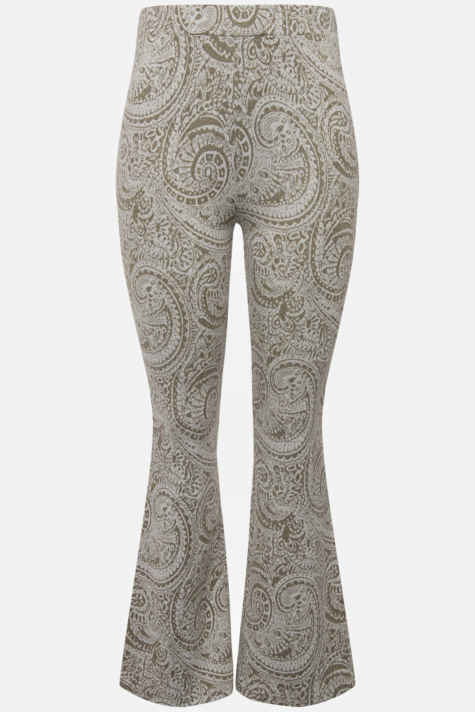 Schlupfhose Schlaghose Untold Studio Elastikbund Leggings Glitter-Paisley