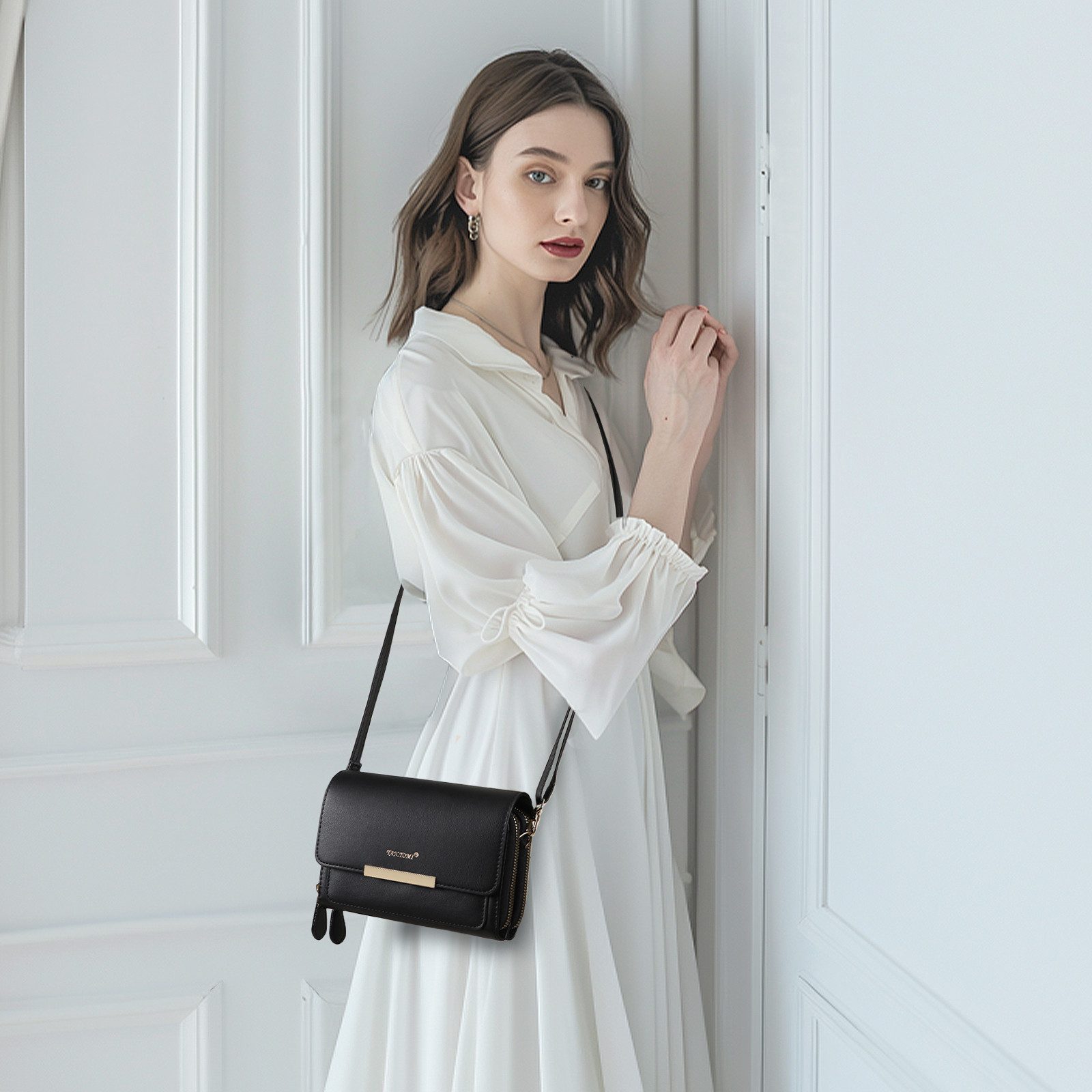 TAN.TOMI Umhängetasche Damen Handy Umhängetasche - Crossbody Tasche bis zu 6,7 Zoll (mit Geldbeutel Kartenfächer & Verstellbarer Abnehmbar Schulterriemen), Schultertasche Kleine Abendtasche Reisepass Handytasche