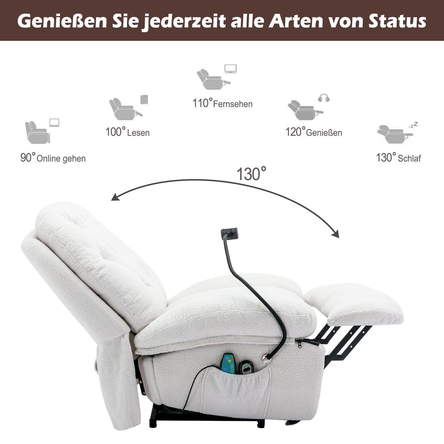 Odikalo Massagesessel Liegestuhl Blau/Weiss/Grau Loungesitz Massagestuhl Sessel gepolstert