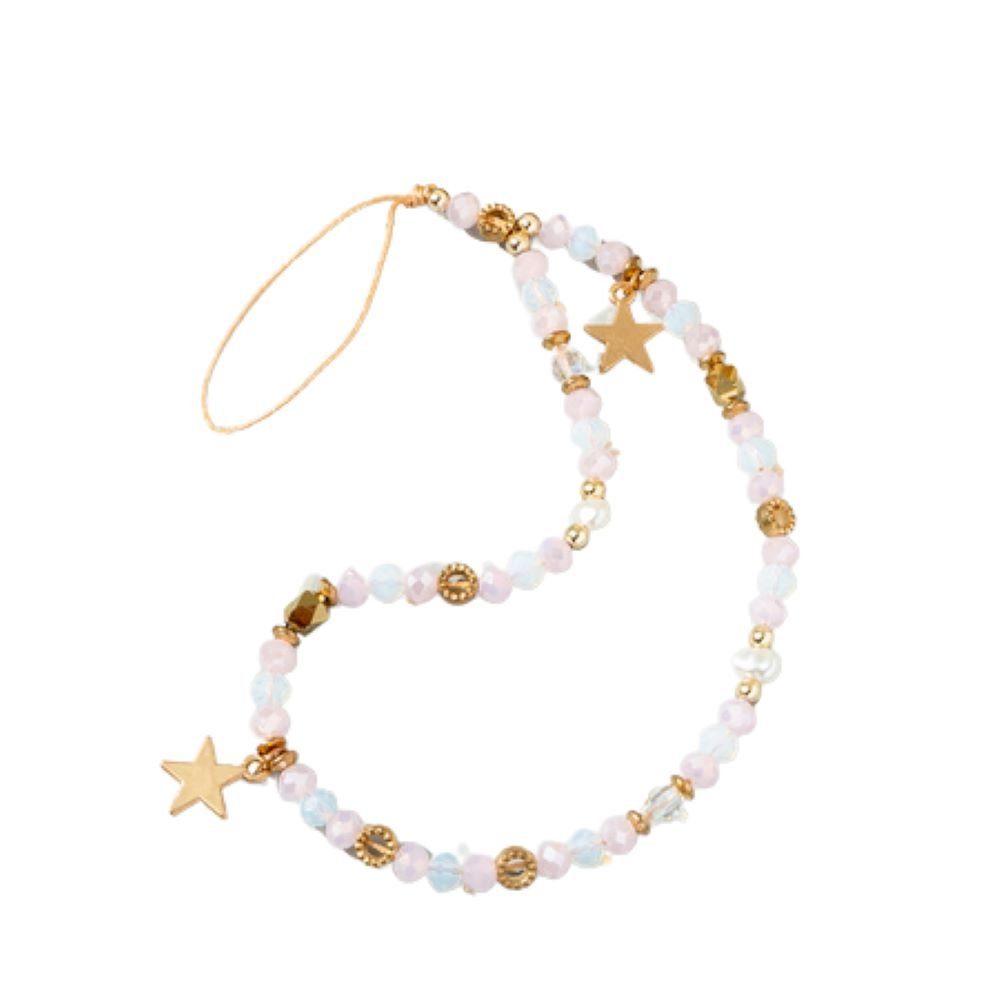BUNGSA Armband Handy-Kette Lanyard Perlen und Sterne Nylonband Damen (1 Armband, 1-tlg), Handyschmuck