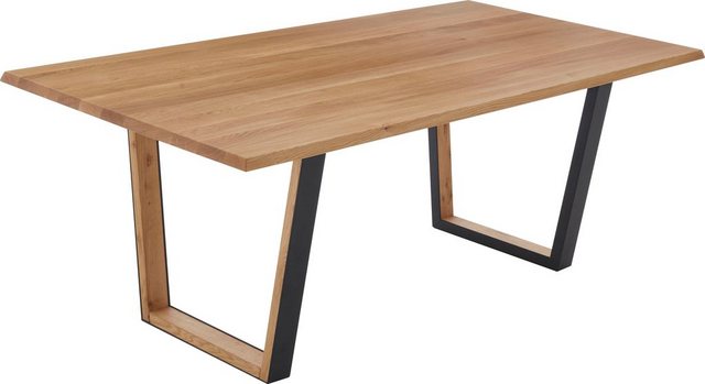 Esstisch »Granada«, Design-Kufe Eisen schwarz, mit Eiche massiv inlay Esstisch »Granada«, Design-Kufe Eisen schwarz, mit Eiche massiv inlay