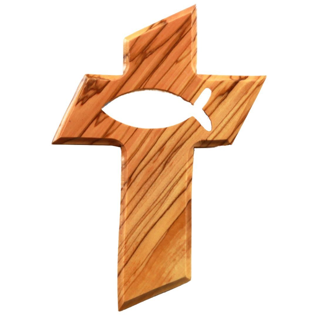 Kassis Dekoobjekt Kreuz aus Olivenholz, handgemacht, Handschmeichler, Holzdeko, umweltfreundlich, Naturprodukt, aus Bethlehem