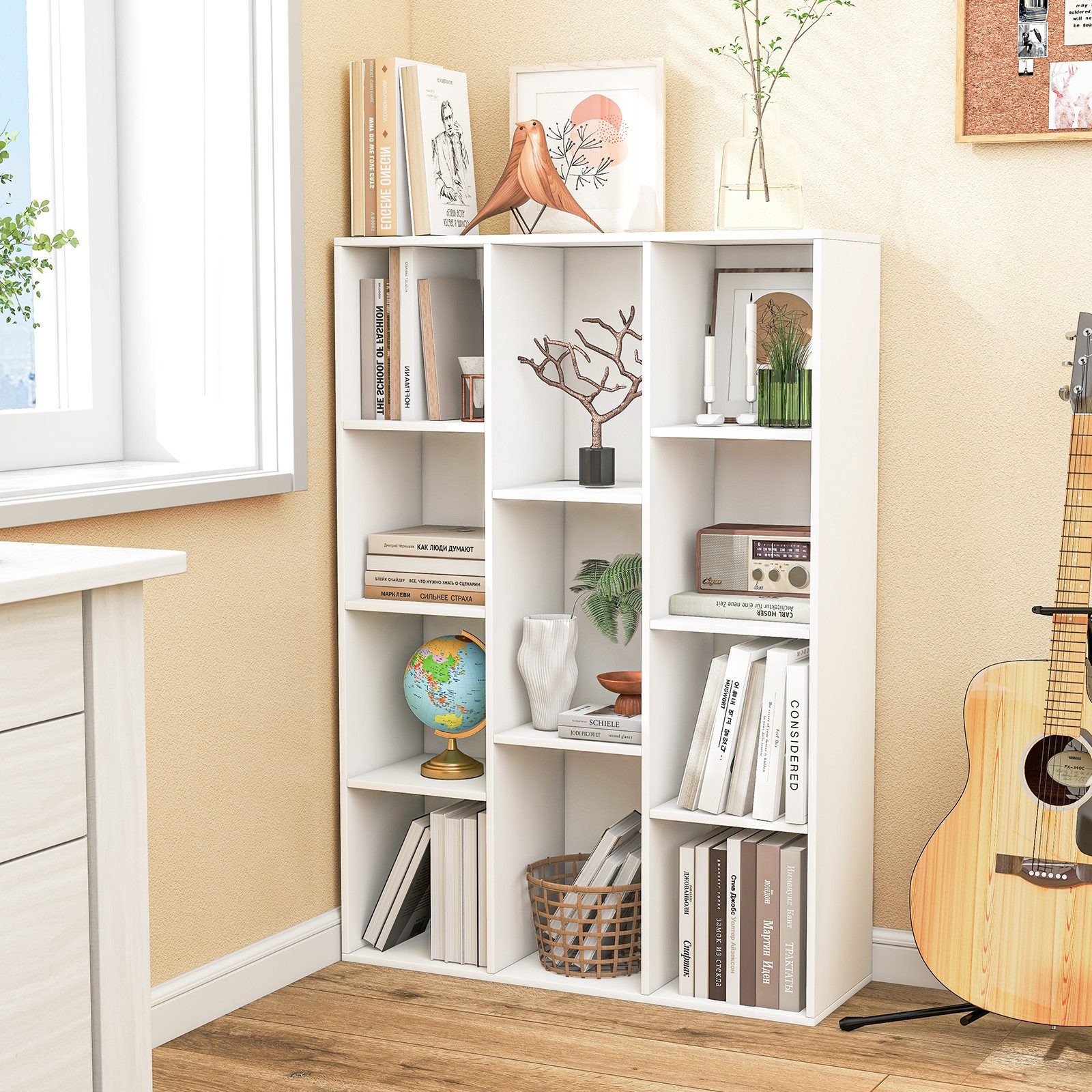 COSTWAY Bücherregal, mit 11 Fächern, bis 140 kg belastbar, 74x24x106cm günstig online kaufen