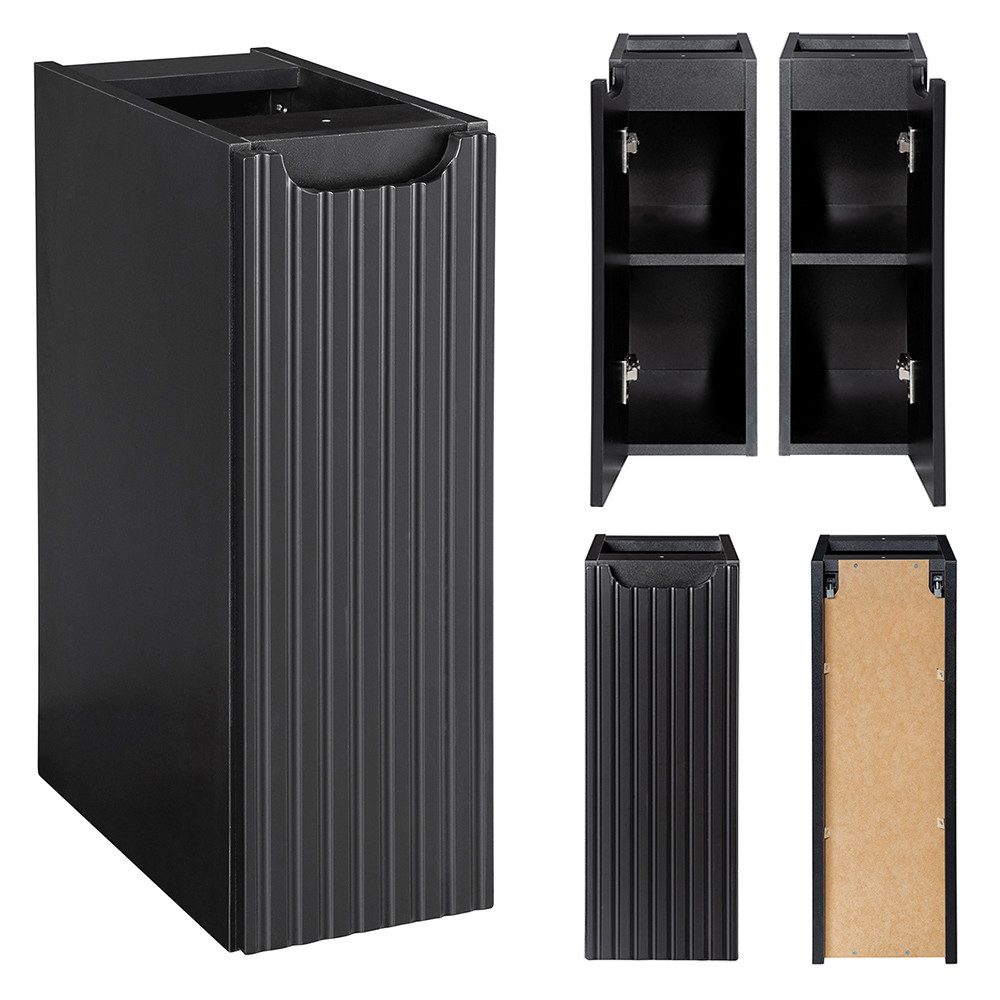 Lomadox Waschbeckenschrank NEWPORT-56-BLACK 140 cm Waschtisch-Unterschrank 40 cm tief Badschrank schwarz 2 Türen