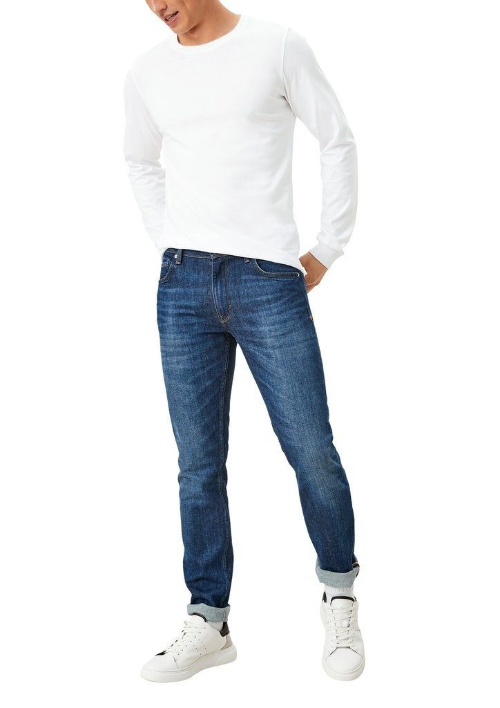 langarm T-Shirt White Ledergürtel s.Oliver