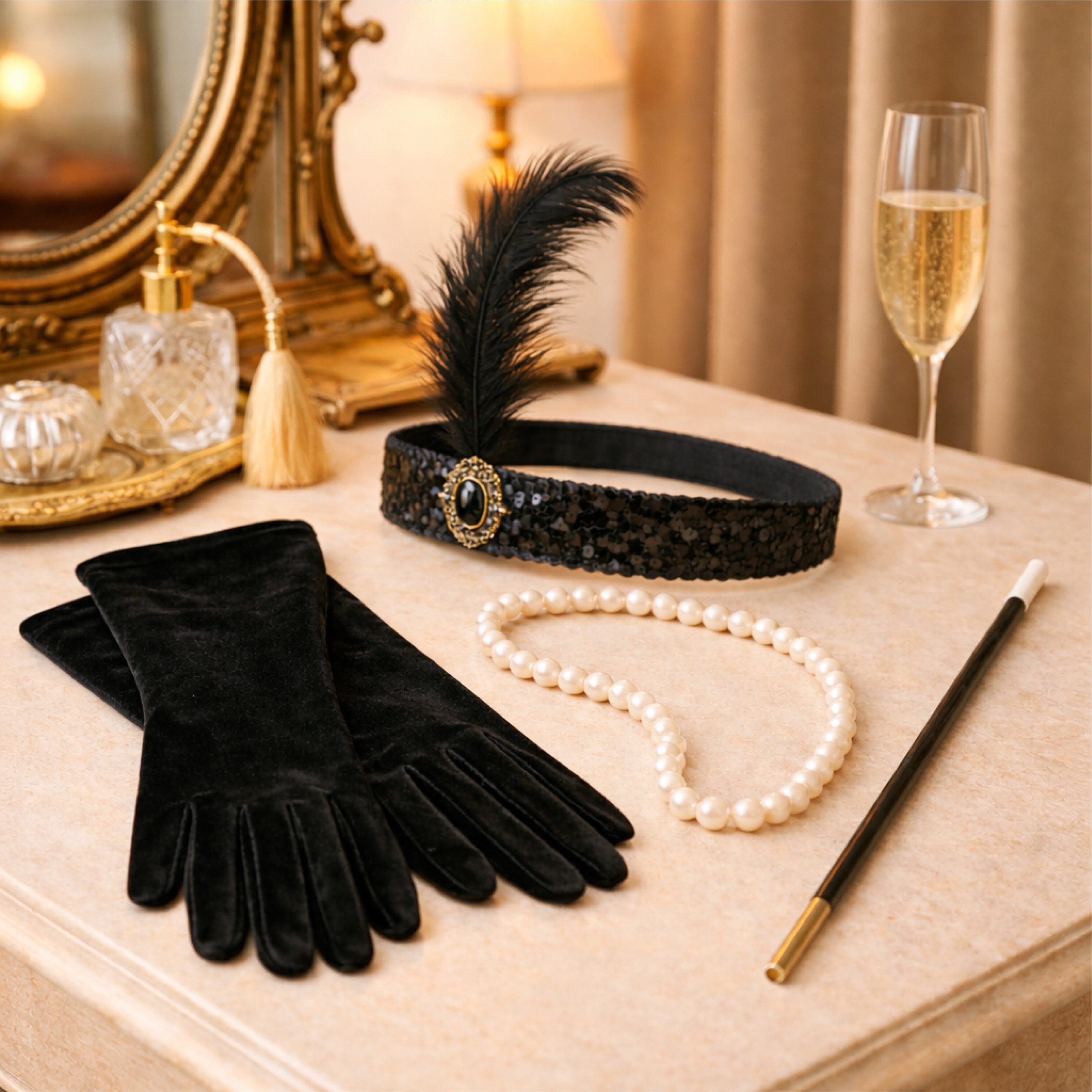 TK Gruppe Kostüm 1920er Jahre Set Damen – Elegantes Charleston Accessoire