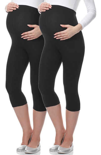 Be Mammy Umstandsleggings 3/4 Umstandsleggings aus Viskose BE-03 2er Pack (2-tlg) elastischer Bund