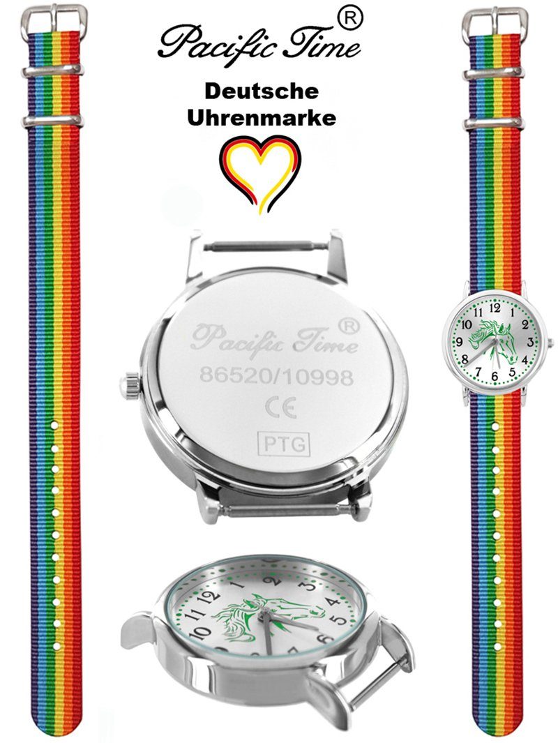 Pacific Time Quarzuhr Kinder Armbanduhr Design Versand Pferd Match grün Wechselarmband, grün Mix Gratis - Pferd Armband Regenbogen und