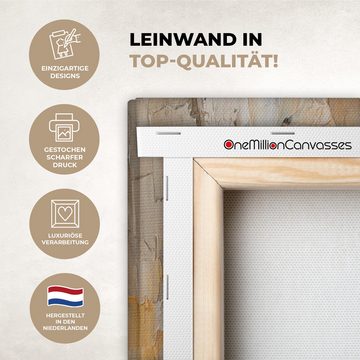 OneMillionCanvasses® Leinwandbild Leinwandgemälde - Ölgemälde - Frau - Wein, Braun, Beige (1 St), Leinwand Bilder für Wohnzimmer Schlafzimmer 30x40 cm