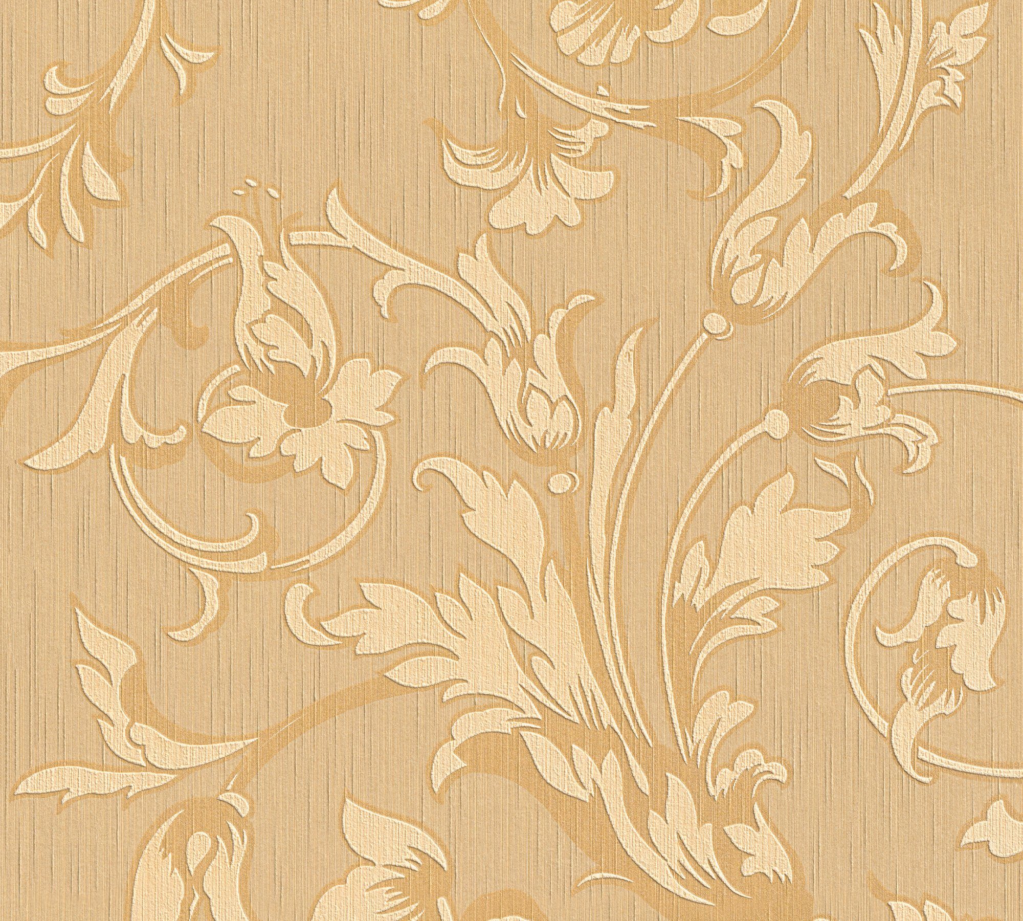 Tessuto, Barock, samtig, Paper Textiltapete Floral orange/beige floral, Architects Blumen Tapete