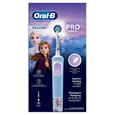 Braun Elektrische Kinderzahnbürste Oral B PRO KIDS3 + Disney Frozen Sensitiv Plus Mode, Kinder ab 3 Jahre