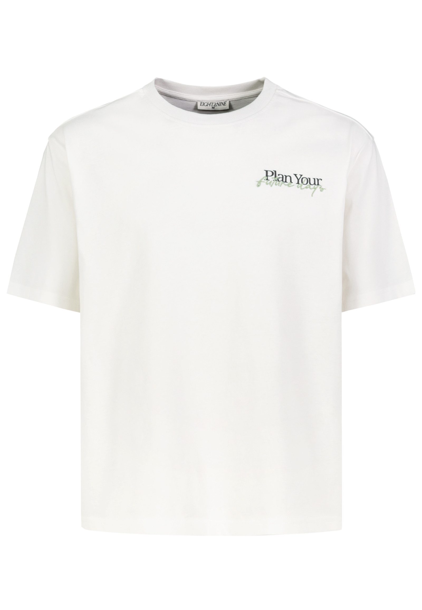 Eight2Nine T-Shirt Herren Baumwollshirt mit Print Oversized Fit, Druck und Stickerei hinten