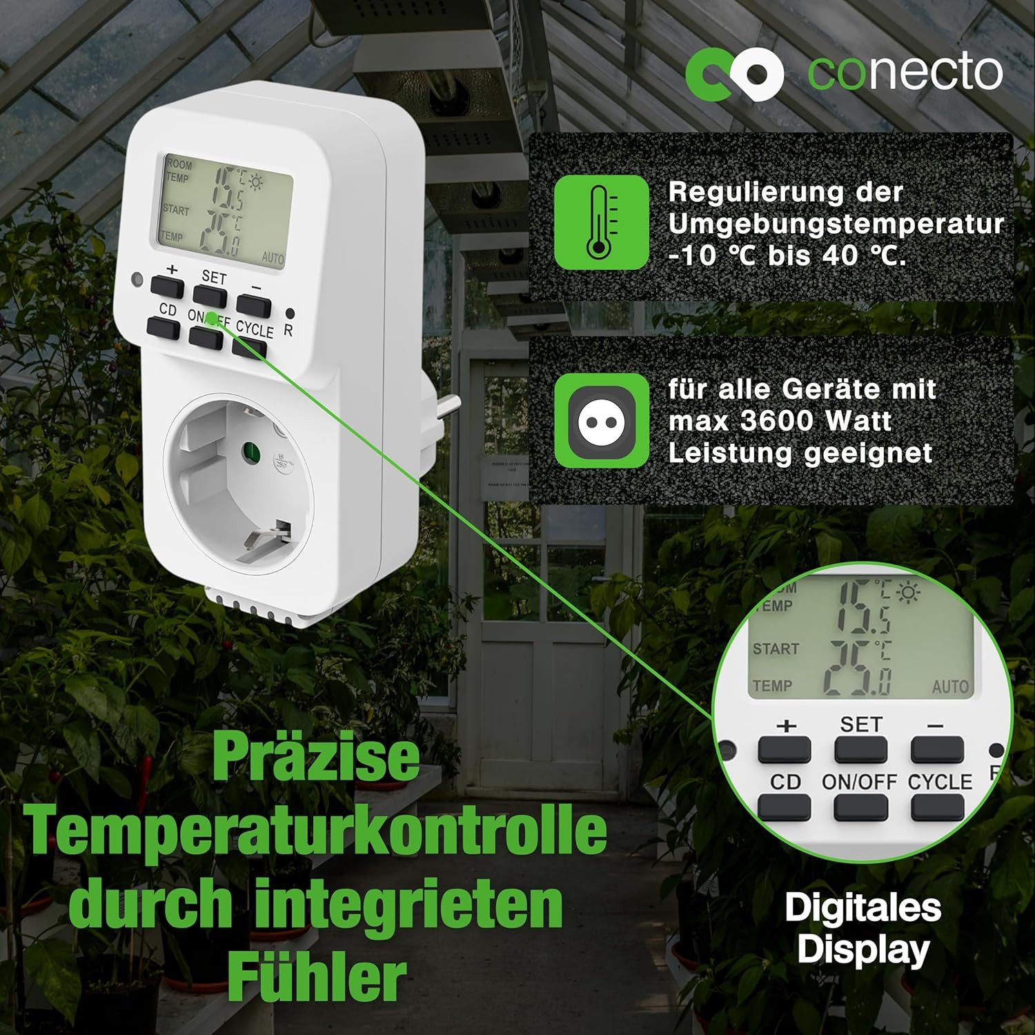 conecto Steckdosen-Thermostat conecto digitales Thermostat Steckdose, günstig online kaufen