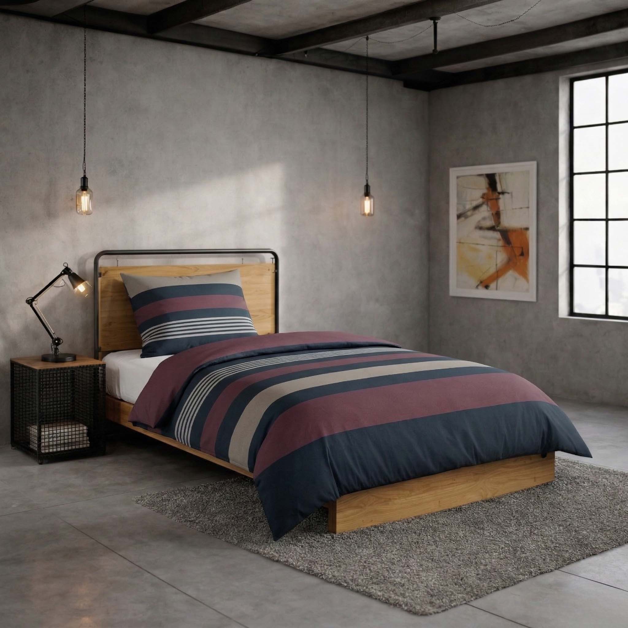 Casa Colori Bettwäsche Kuschelige Flanell Bettwäsche 135x200cm gestreift, Biber, 2 teilig, 100% Baumwolle