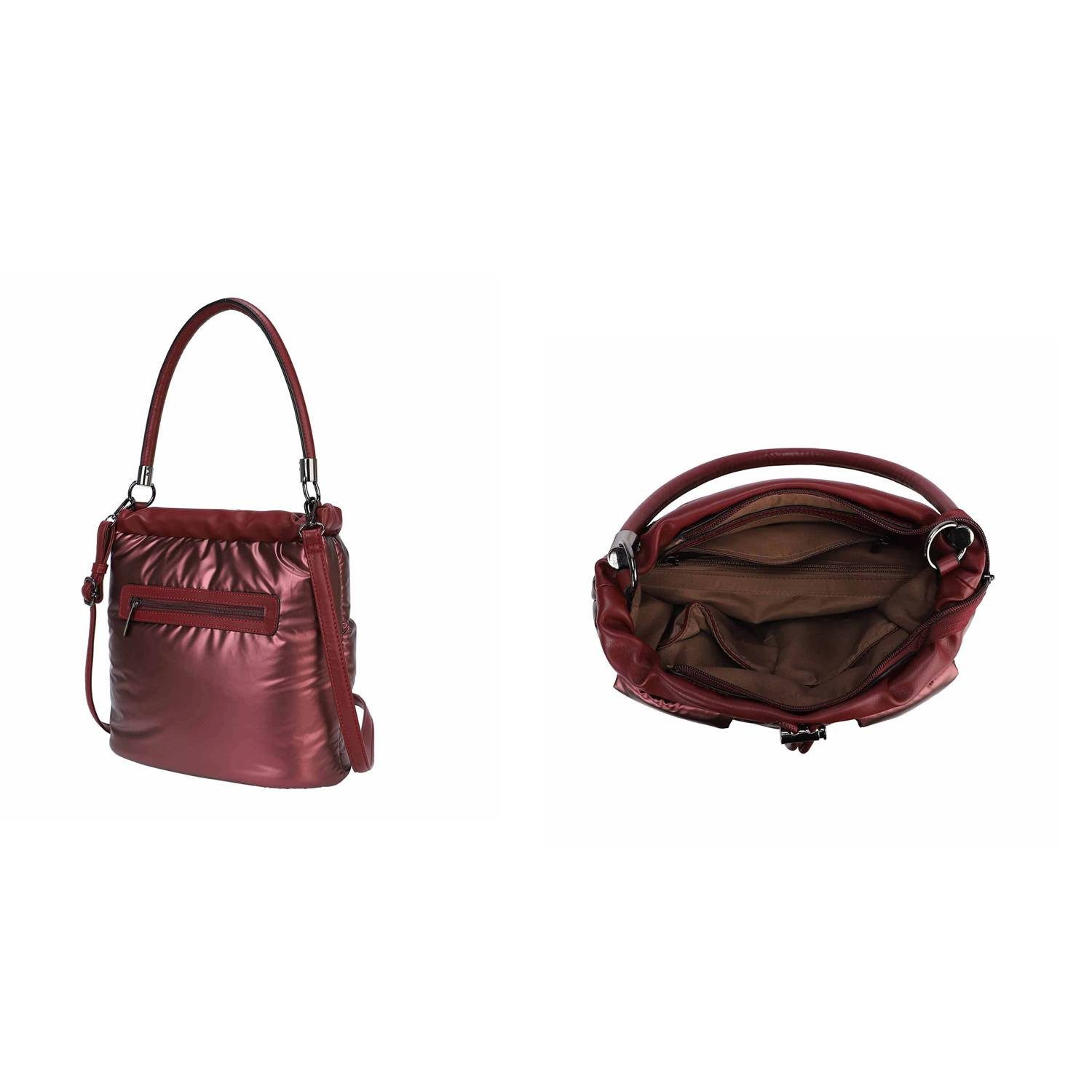 ITALYSHOP24 Schultertasche Damen Tasche Nylon Puffer Shopper Bucket Hobo Ba günstig online kaufen