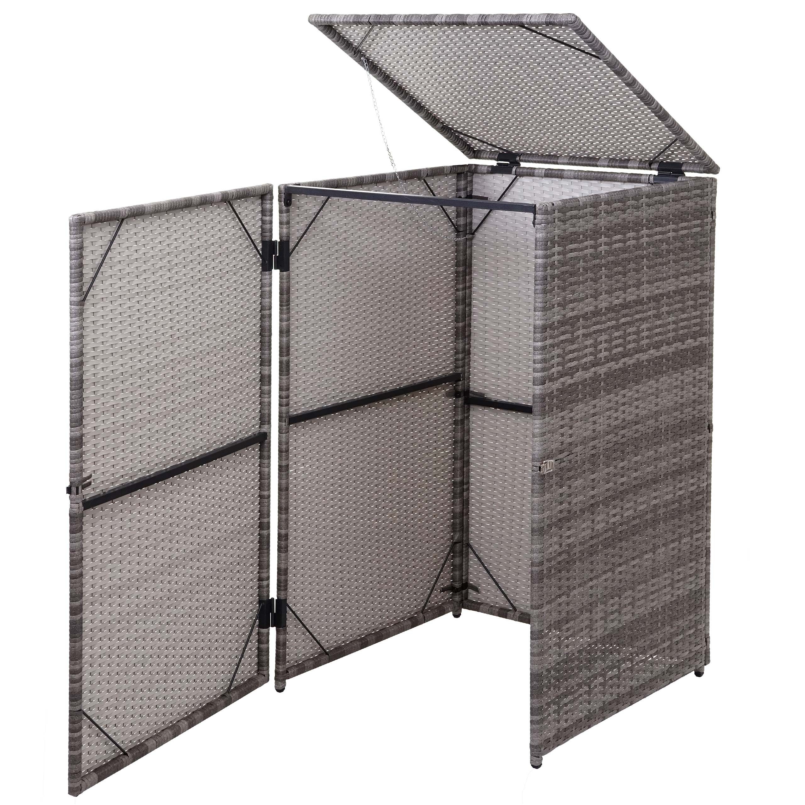 MCW Mülltrennsystem MCW-E25-1x, Garten, Deckel mit Halterung, Klappdeckel inkl. Wind-Sicherung durch Kette grau