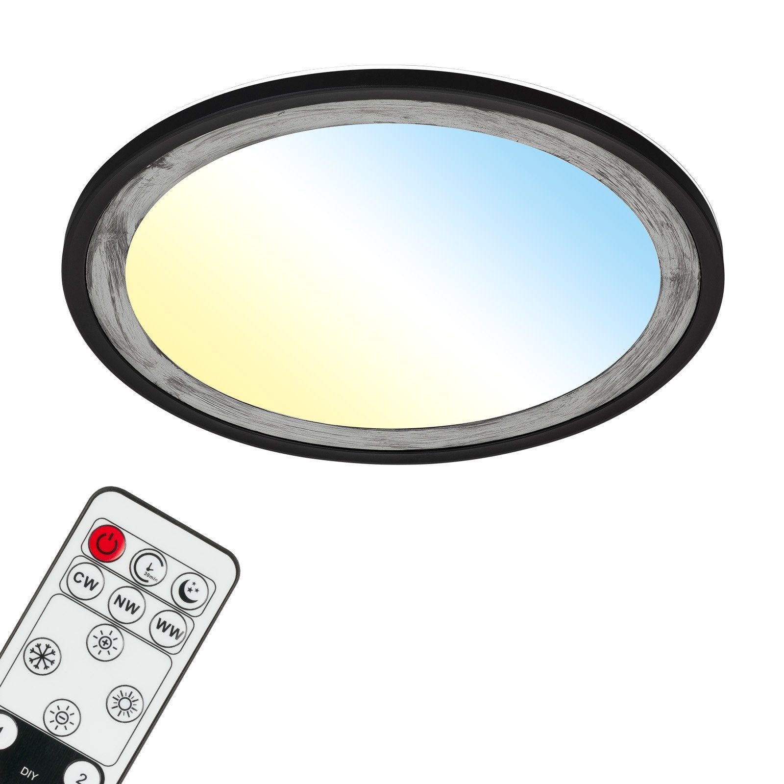 Briloner Leuchten LED Panel 7455-414, LED fest verbaut, Farbwechsler, Kaltweiß, Neutralweiß, Tageslichtweiß, Warmweiß, CCT, Backlighteffekt, dimmbar, ultraflach, schwarz-silber, 42 cm