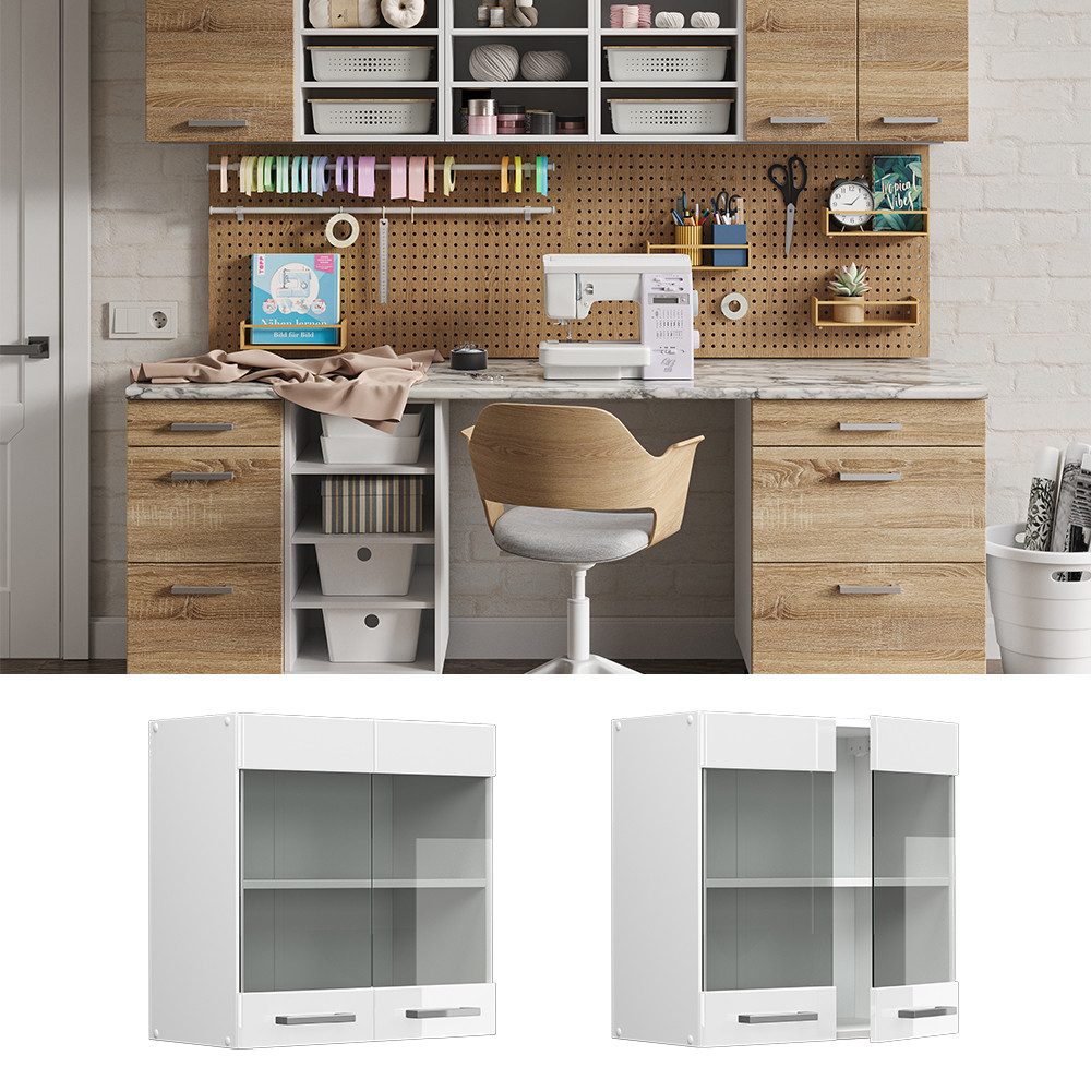 Vicco Schranksystem R-Line, Weiß Hochglanz/Weiß, 60 günstig online kaufen