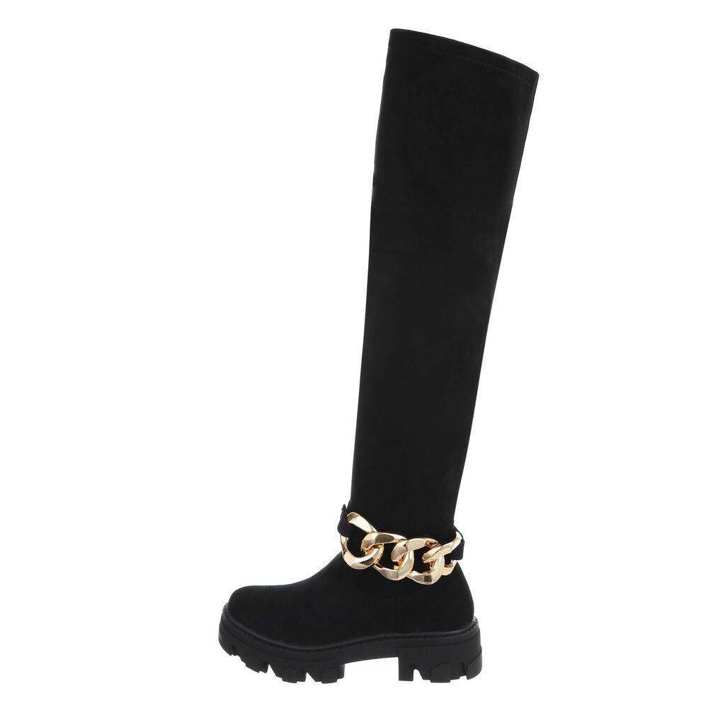 Ital-Design Damen Party & Clubwear Overkneestiefel Blockabsatz Overknees in günstig online kaufen