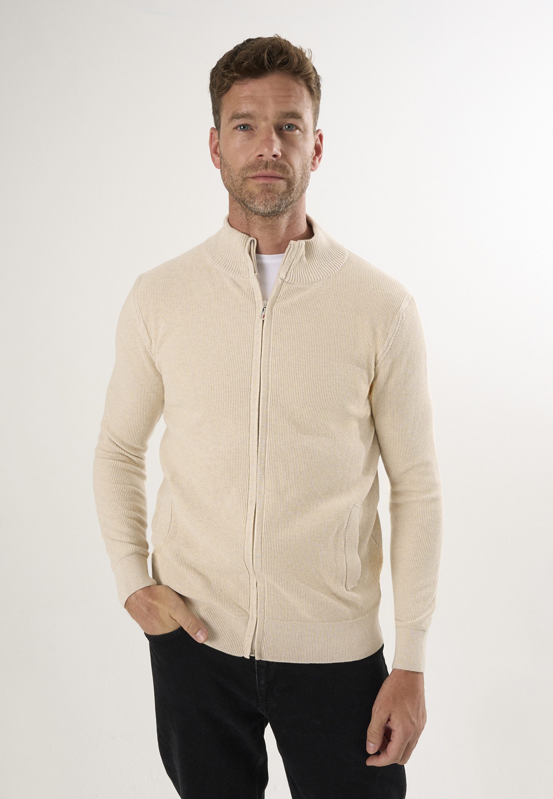 Felix Hardy Strickjacke Strickjacke mit durchgehendem Reißverschluss