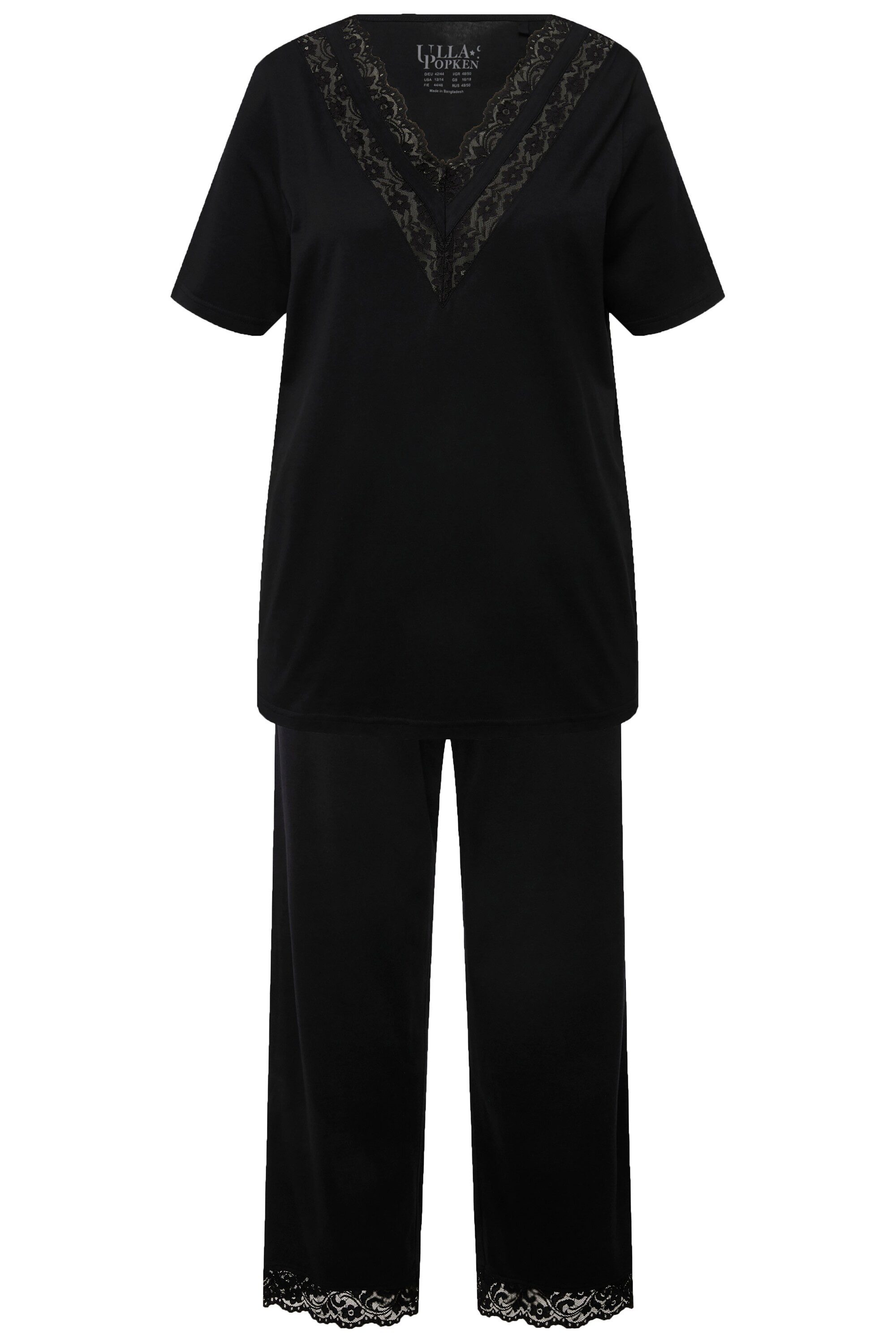Ulla Popken Pyjama Pyjama Spitze V-Ausschnitt günstig online kaufen
