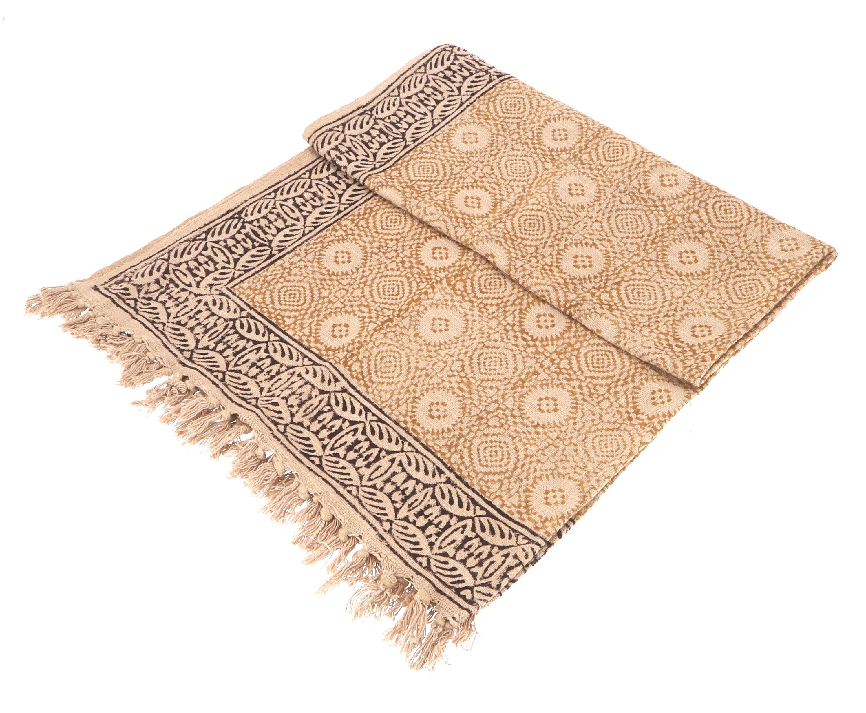 Guru-Shop Tagesdecke Blockdrucktuch, handgearbeiteter Überwurf,..
