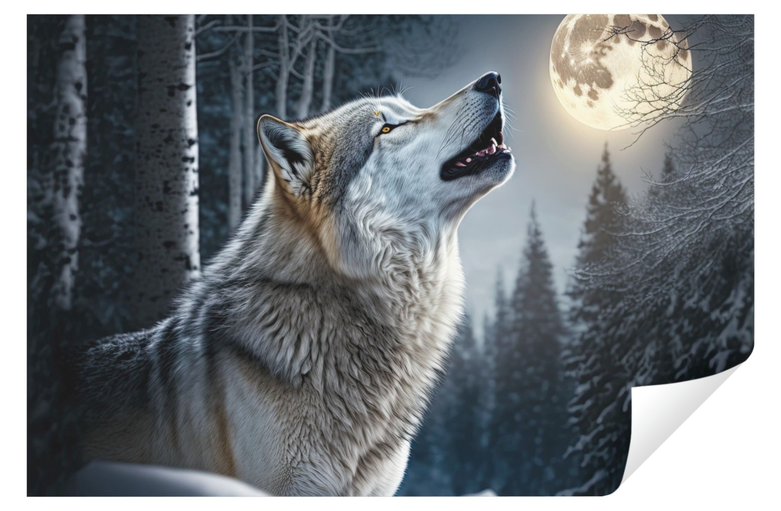 Wallarena Fototapete Wolf Tiere Wald Nacht Wohnzimmer Schlafzimmer Vlies Ta günstig online kaufen