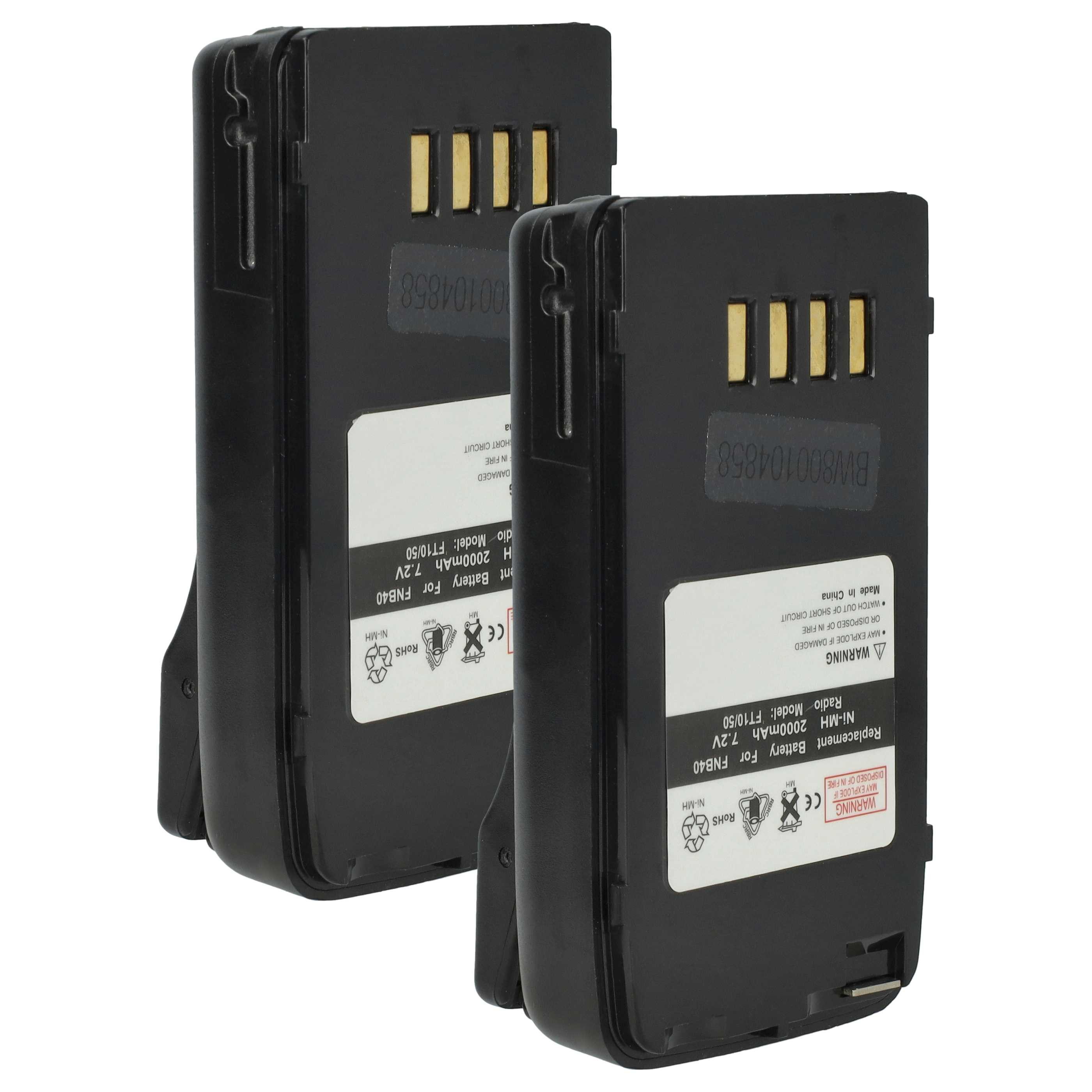 vhbw Akku Ersatz für FNB-V49H, FNB-V47IS, FNB-V49, FNB-47H, FNB-47, FNB-V47 Akku Akku NiMH 2000 mAh (7,2 V, 2 St), Leistungsfähige Austausch-Akkus für Ihr Funkgerät, Walkie-Talkie