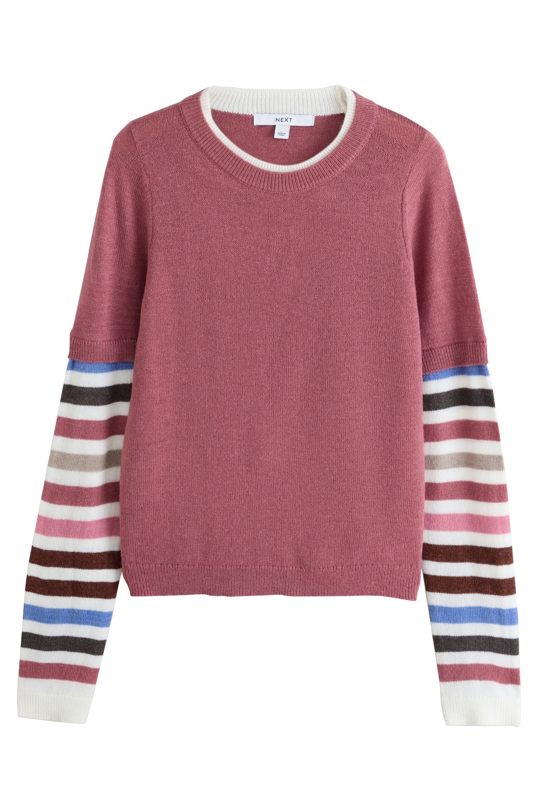 Next Strickpullover Langarmshirt im Lagen-Look und Strickoptik (1-tlg)