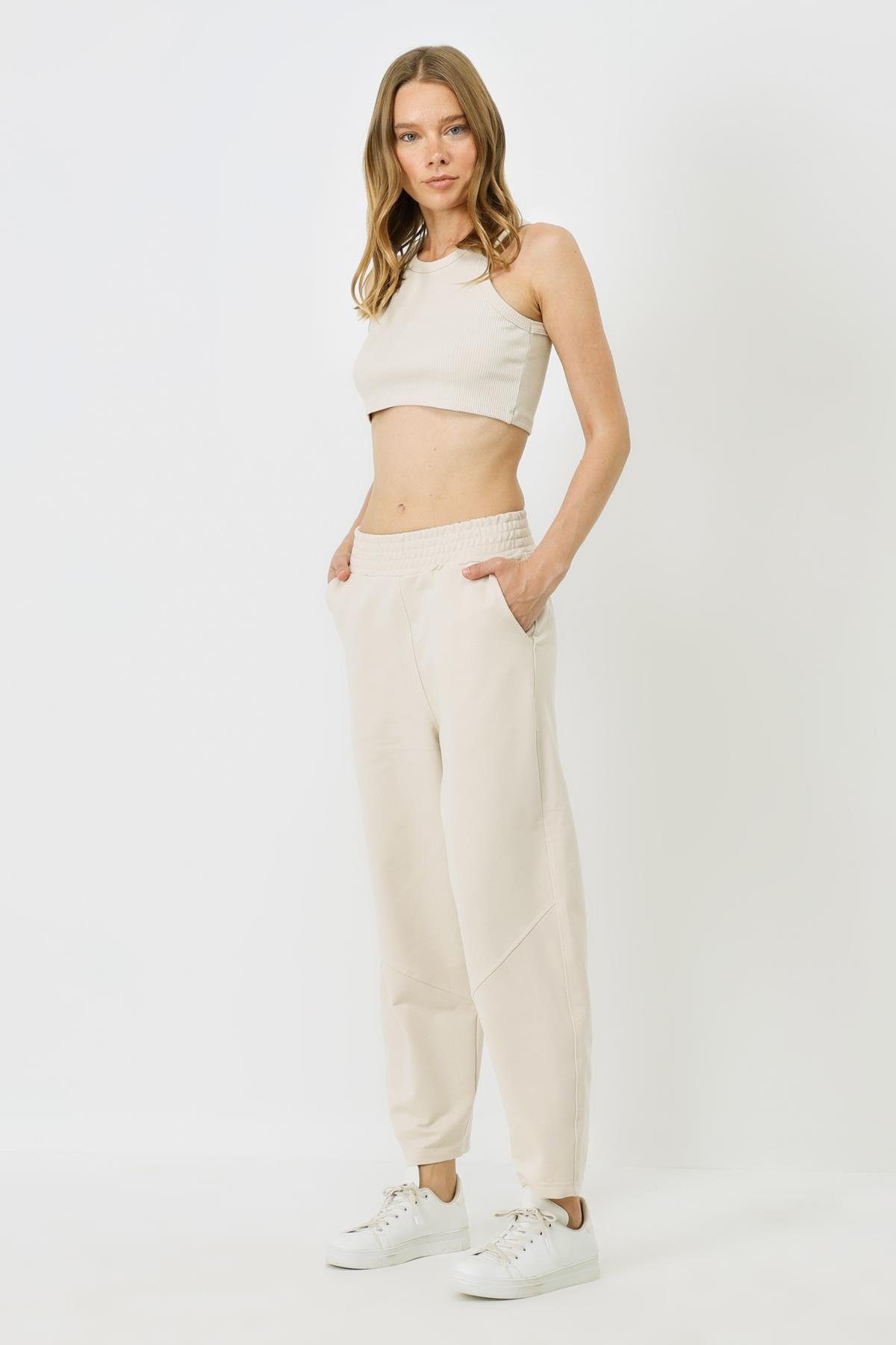 Jogginghose Damen Jogginghose mit Stickdetails
