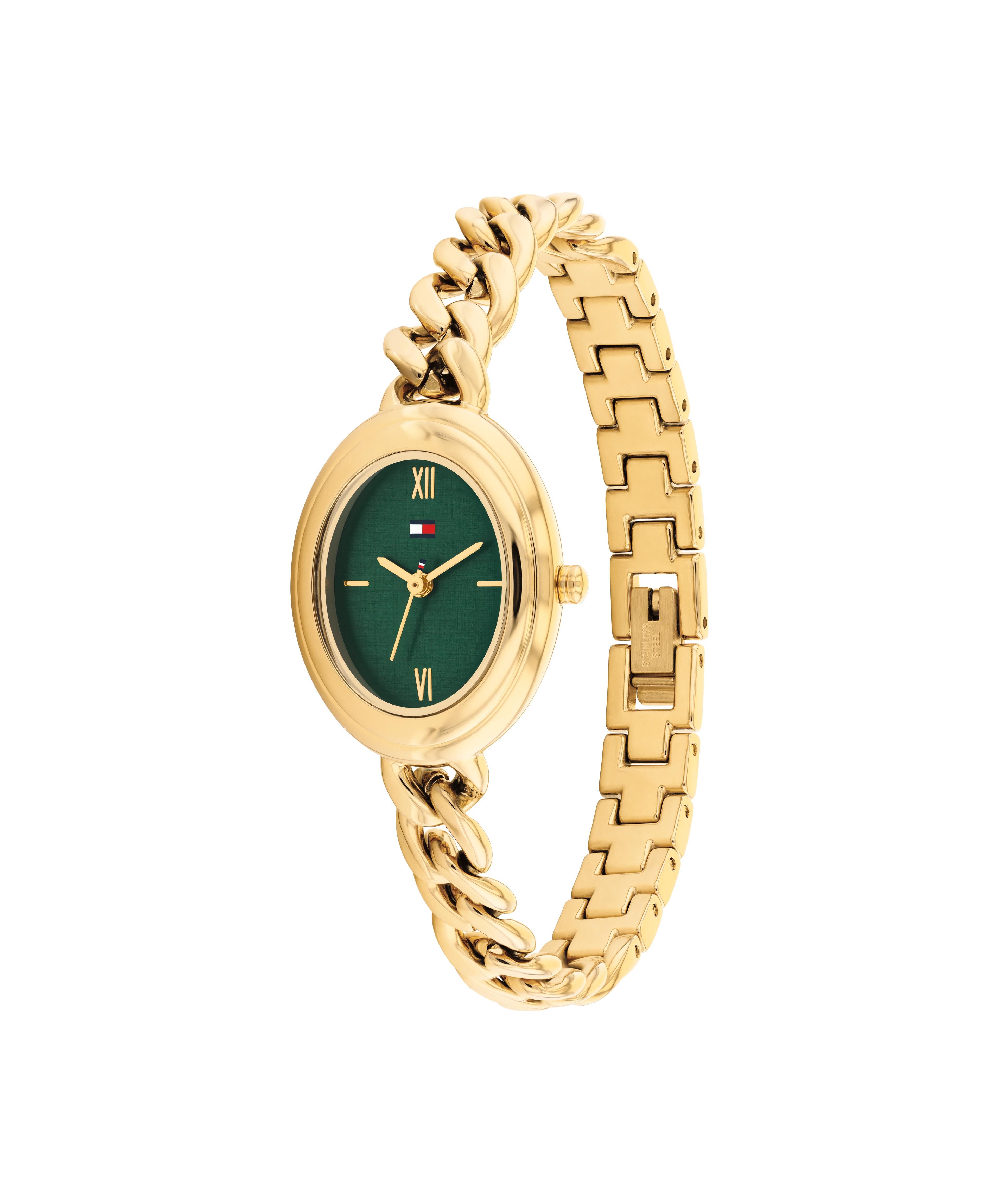 Tommy Hilfiger Quarzuhr Demi Oval 1782877, Armbanduhr, Damenuhr, Edelstahlarmband, analog