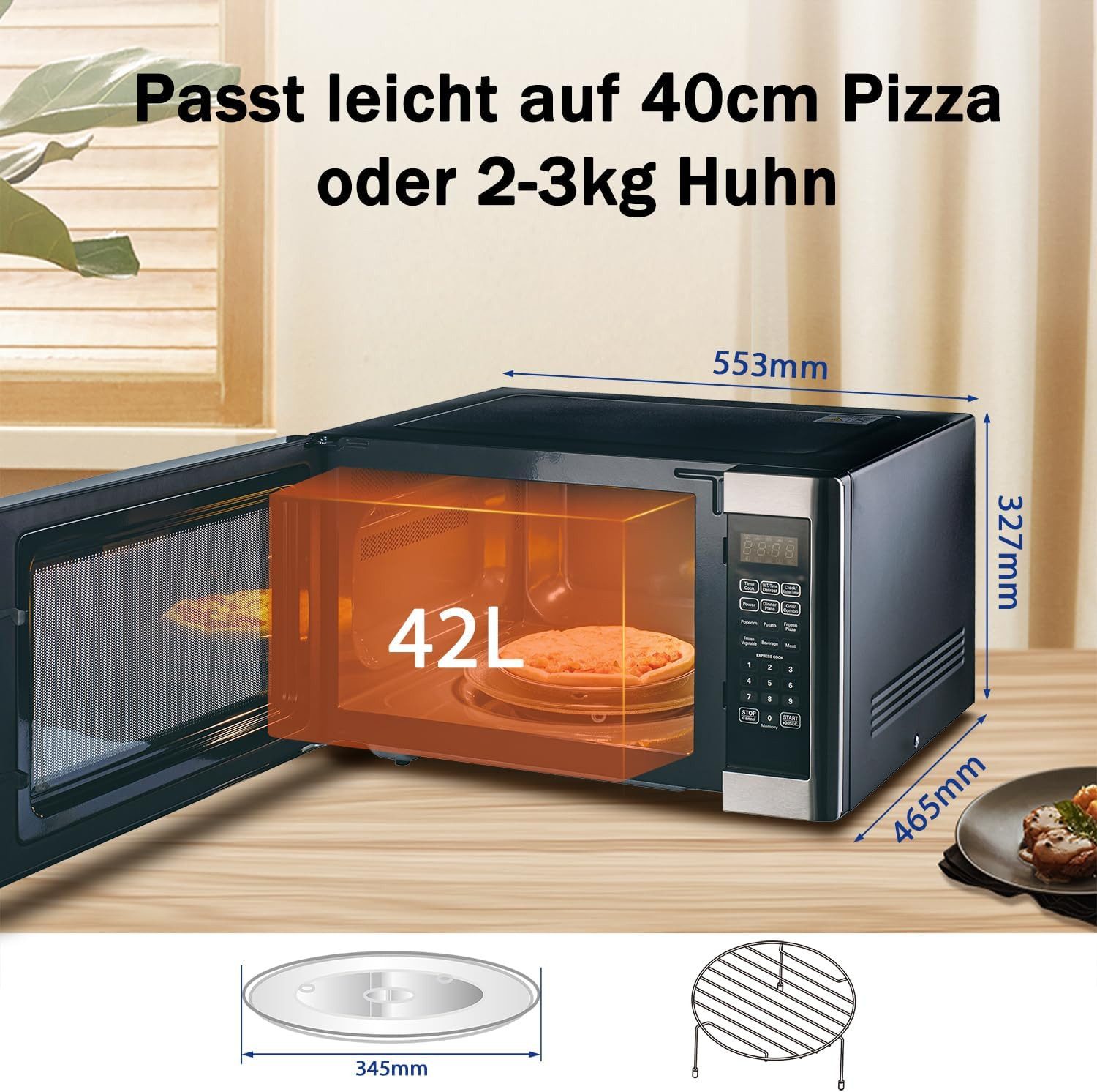 Smad Mikrowelle, Mikrowelle, 20 l, mit 5 Leistungsstufen,weiß