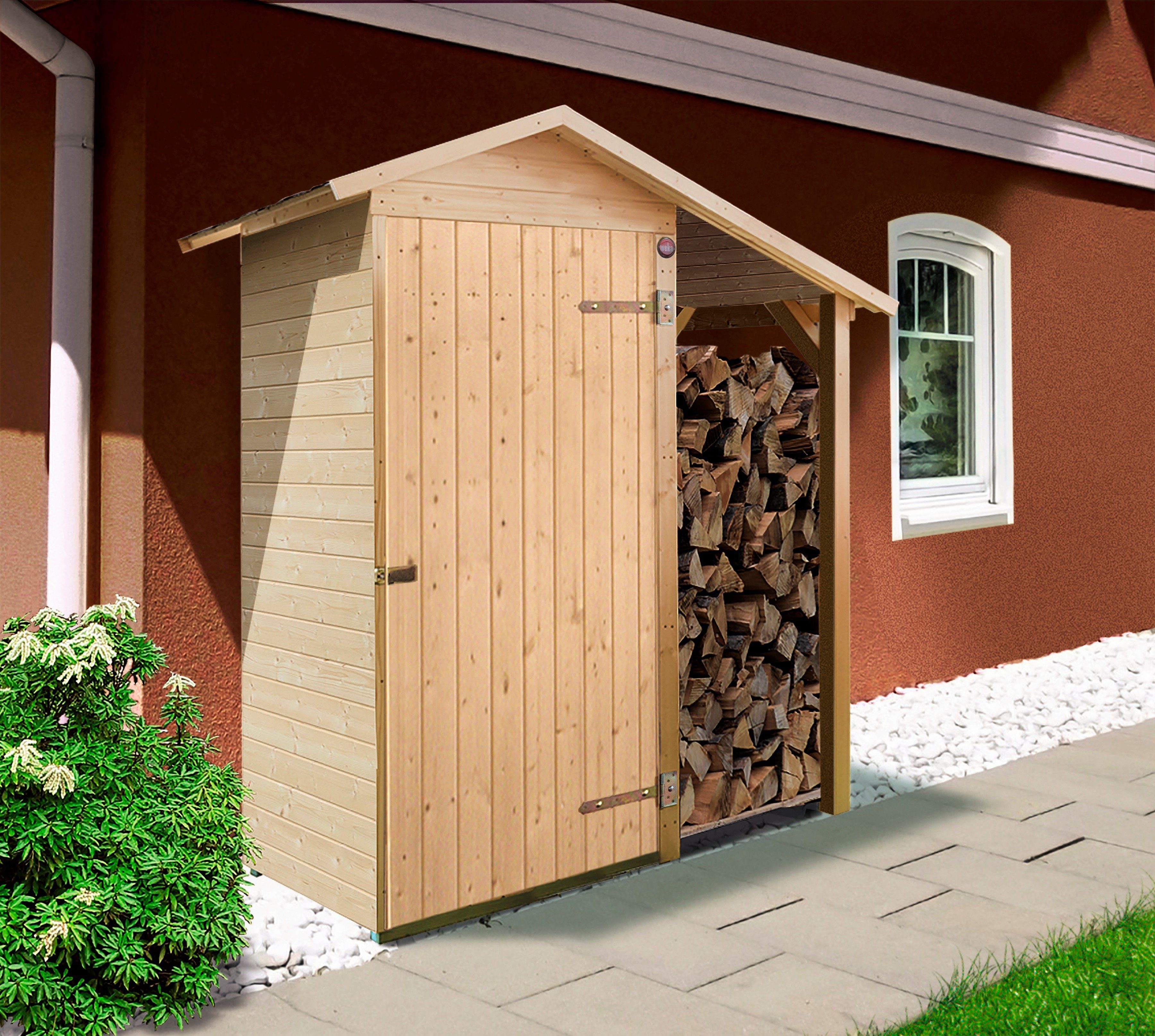 weka Garten-Geräteschrank Gr. 1, BxT: 142x85 cm, BxTxH: 142x85x196 cm, mit Schleppdach