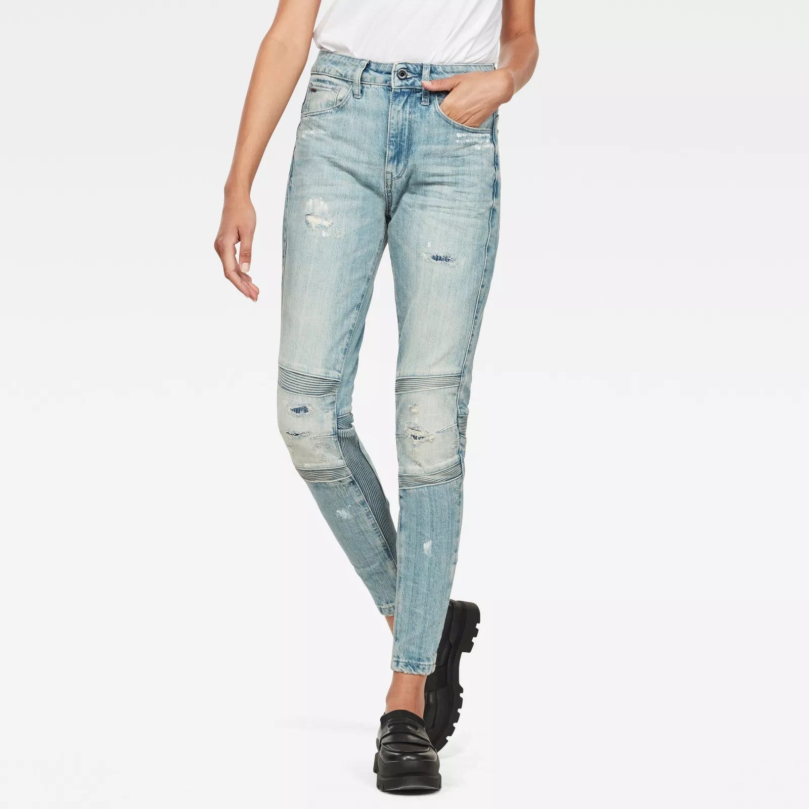 G-STAR Gerade Jeans Damen Jeans Motac Deconstructed 3D Skinny 50 Year Women Hose 24W/32L (1-tlg) Damen Jeans Skinny Motac Deconst 3D high Skinny wmn 50 year 24/32