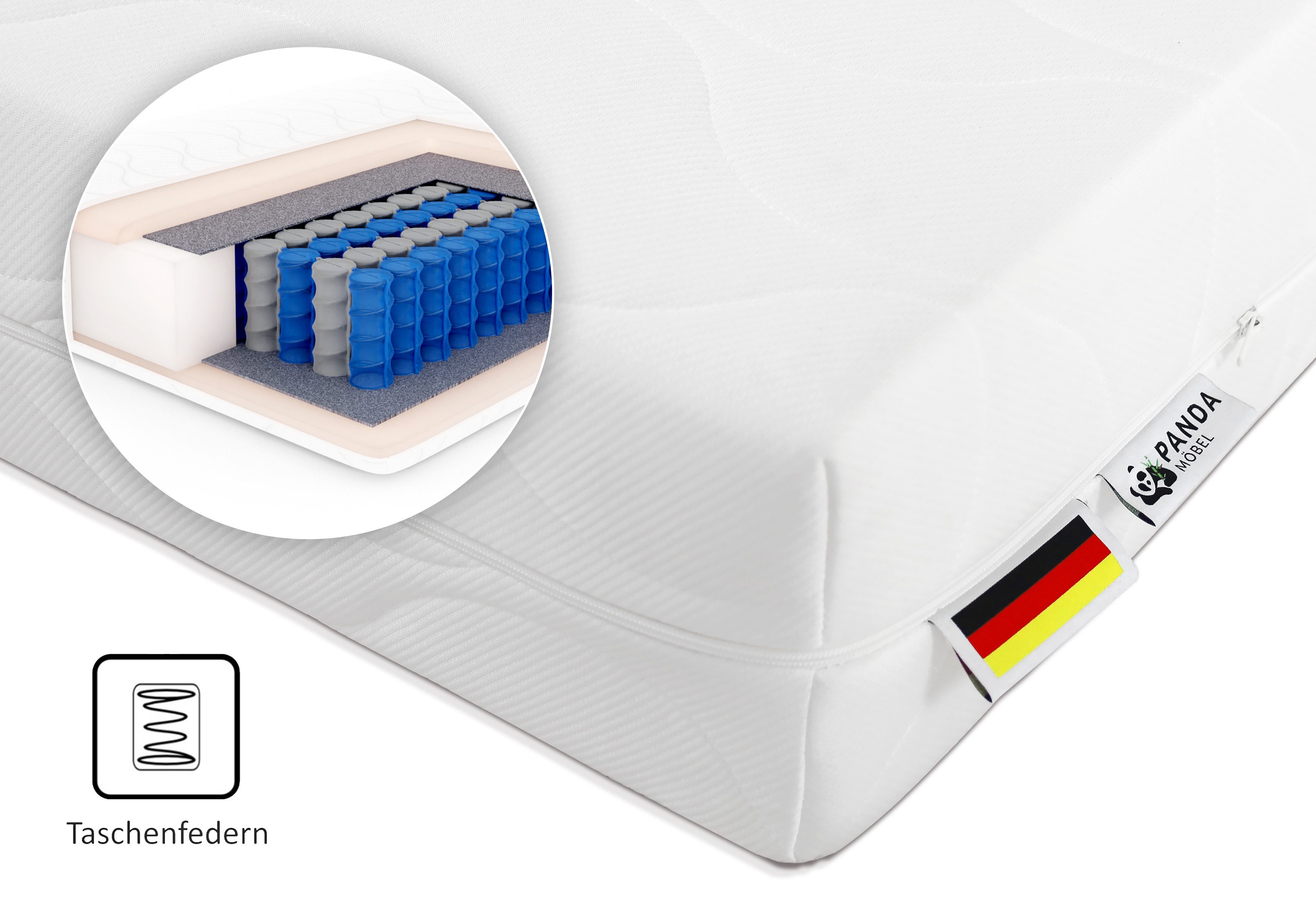 Taschenfederkernmatratze Komfortschaummatratze höhe 19cm 90cm 100cm 120cm 140cm 160cm 180cm H3, PANDA MÖBEL GmbH, 19 cm hoch, Die Matratze ist wendbar und in allen Größen erhältlich