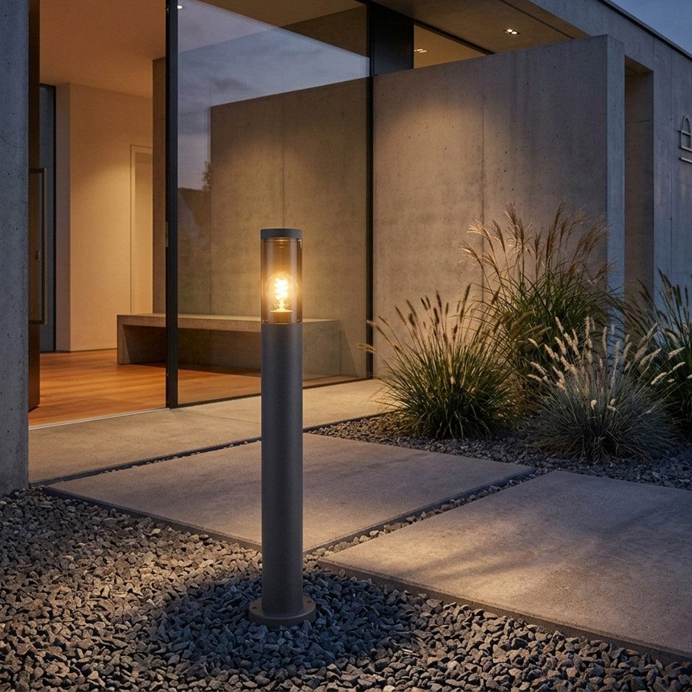 GLOBO LIGHTING Außen-Stehlampe, Leuchtmittel nicht inklusive, Standleuchte Außenbeleuchtung Sockelleuchte rauch
