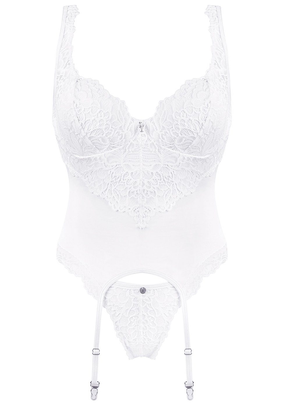 Obsessive Set: Corsage Amor Blanco und weiß - String Strapscorset