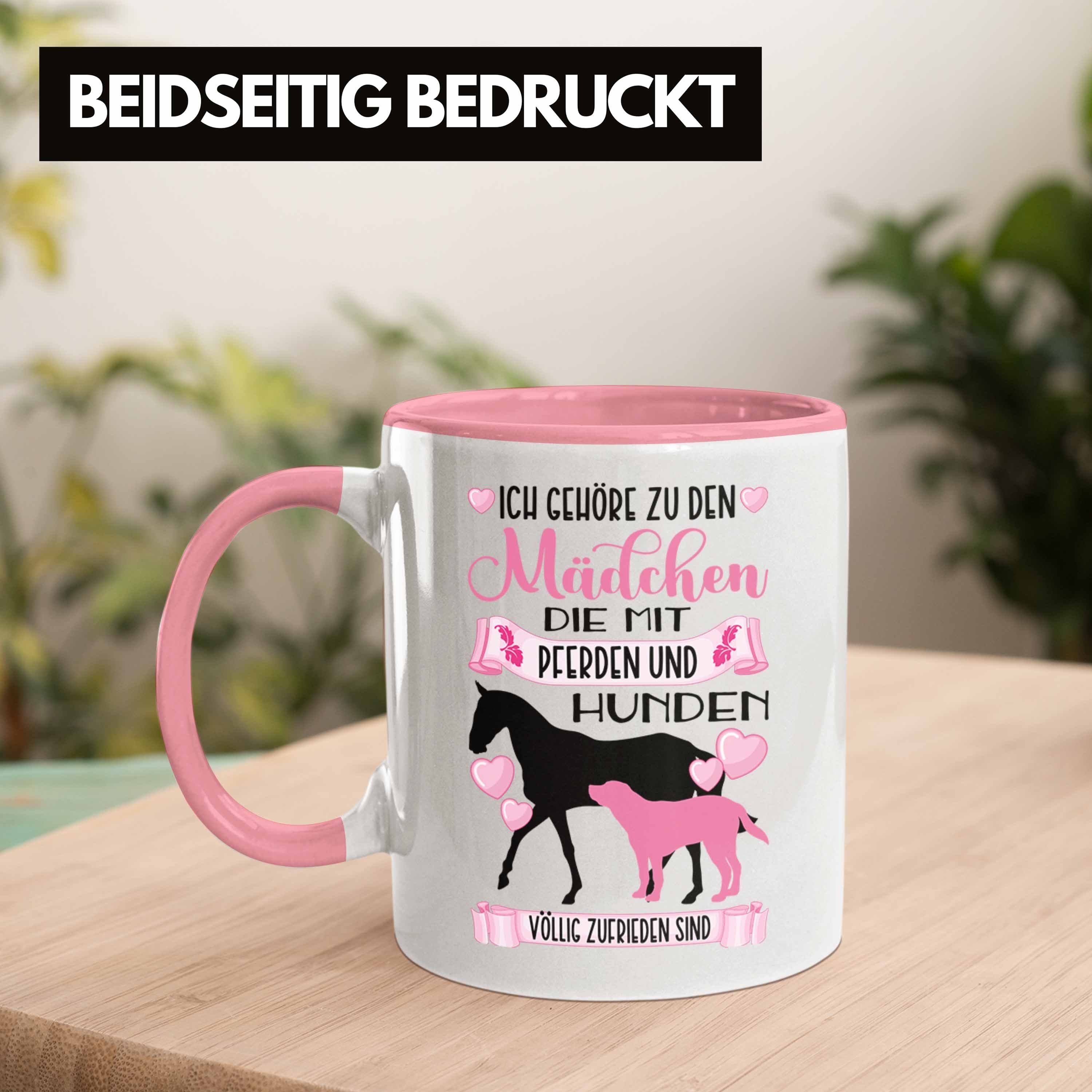 Mädchen Reiterin - Spruch Lustiger Hund Pferd Geschenkidee Tasse Rosa Kaffeetasse Geschenk Reiten Tasse Trendation Trendation