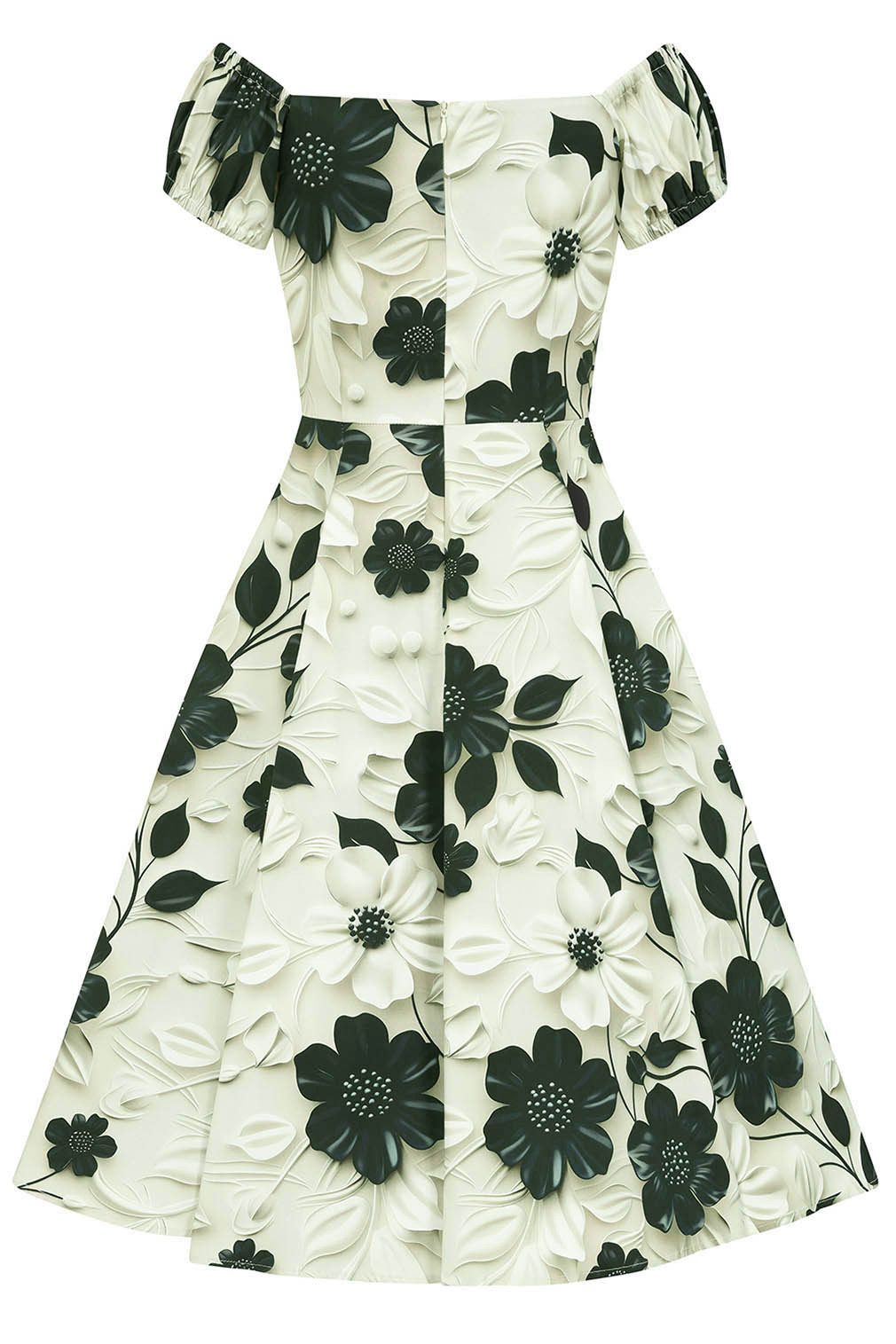 Hearts & Roses London A-Linien-Kleid Taylor Floral Swing Dress Retro Vintage Fit-N-Flare 50er