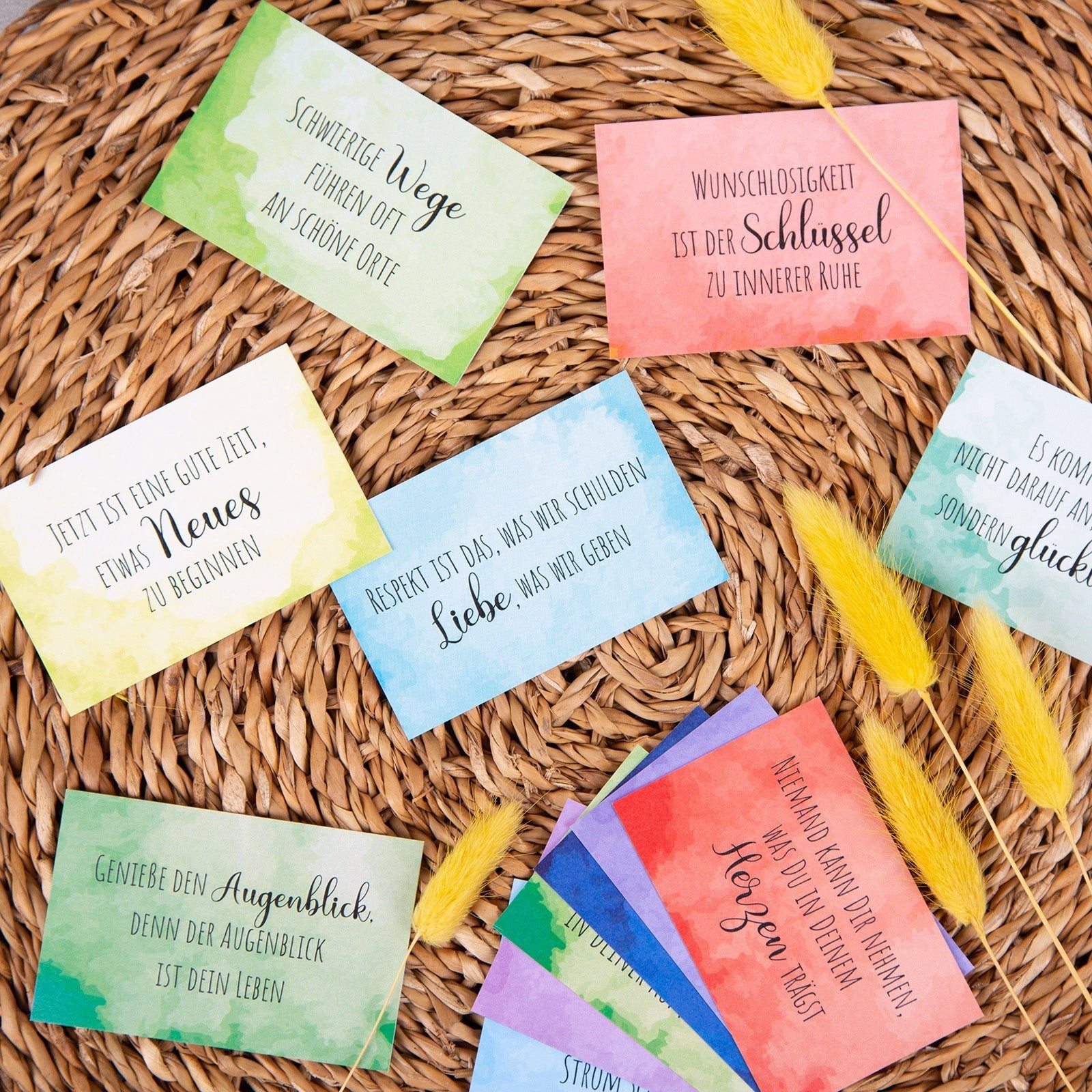 Logbuch-Verlag Klappkarte 38 bunte Sprüchekarten Motivationskarten Regenbogen Affirmation 8,5 x – Bild 4 von 5