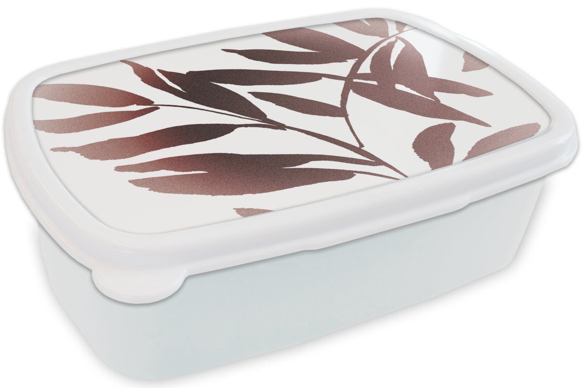 MuchoWow Lunchbox Blättern - und weiß für (2-tlg), für Abstrakt, Jungs - Kinder Design Erwachsene, und Kunststoff, Mädchen Brotbox Brotdose