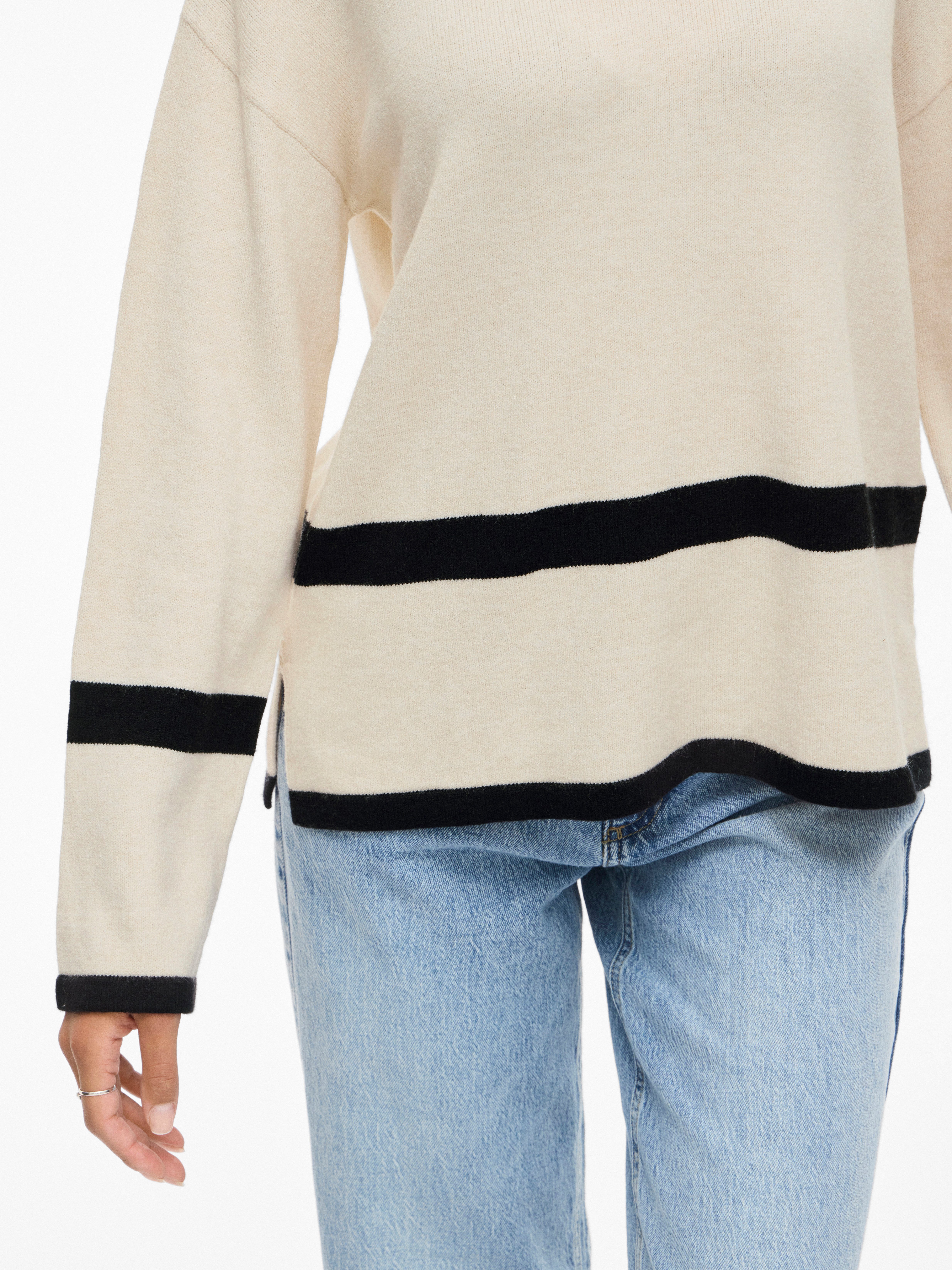 Vila Rundhalspullover VIRIL O-NECK OVERSIZE L/S KNIT TOP- NOOS Materialmix, oversize