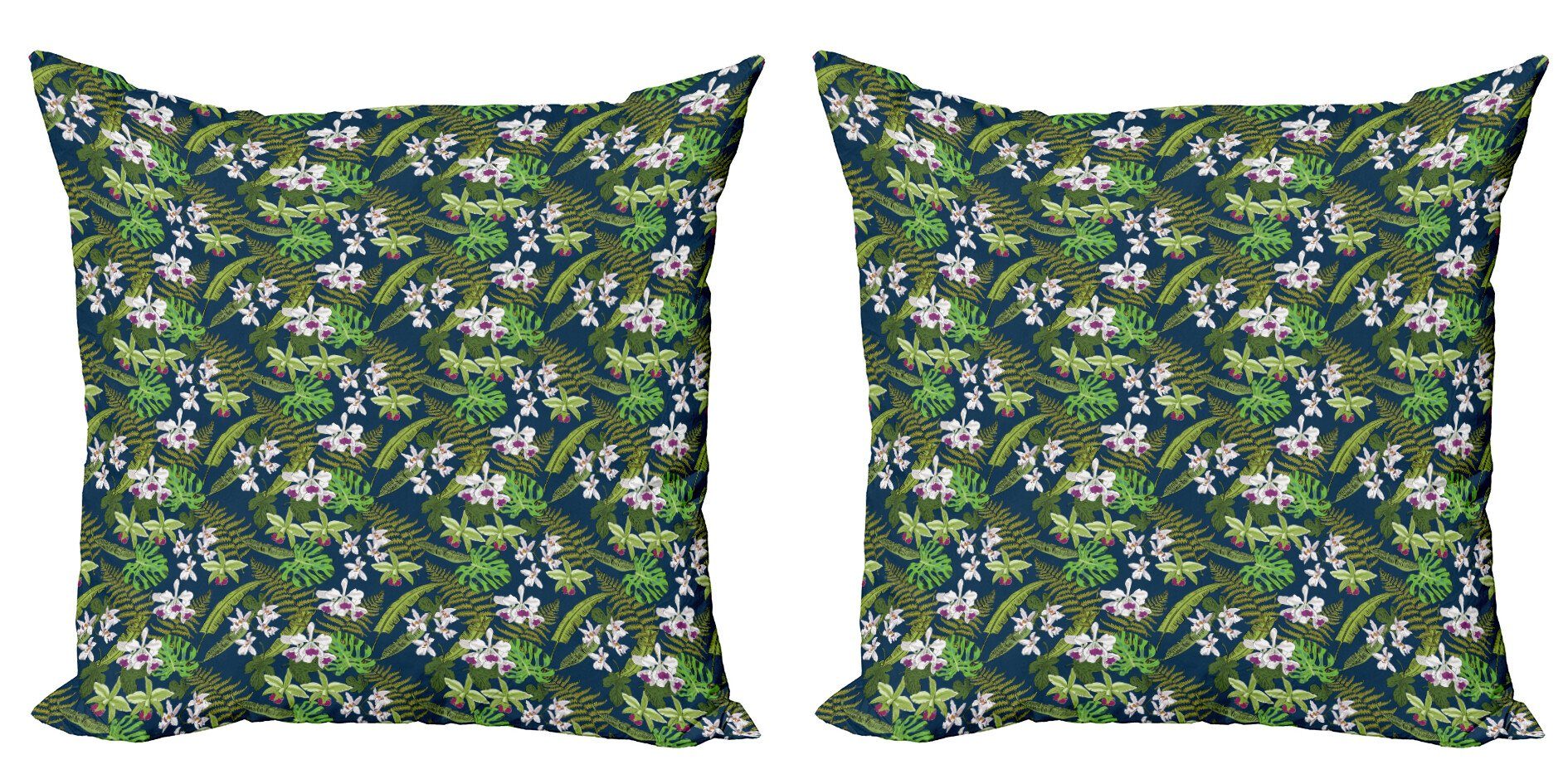 Kissenbezüge Modern Accent Doppelseitiger Digitaldruck, Abakuhaus (2 Stück), Orchideen Regenwald Laub Natur
