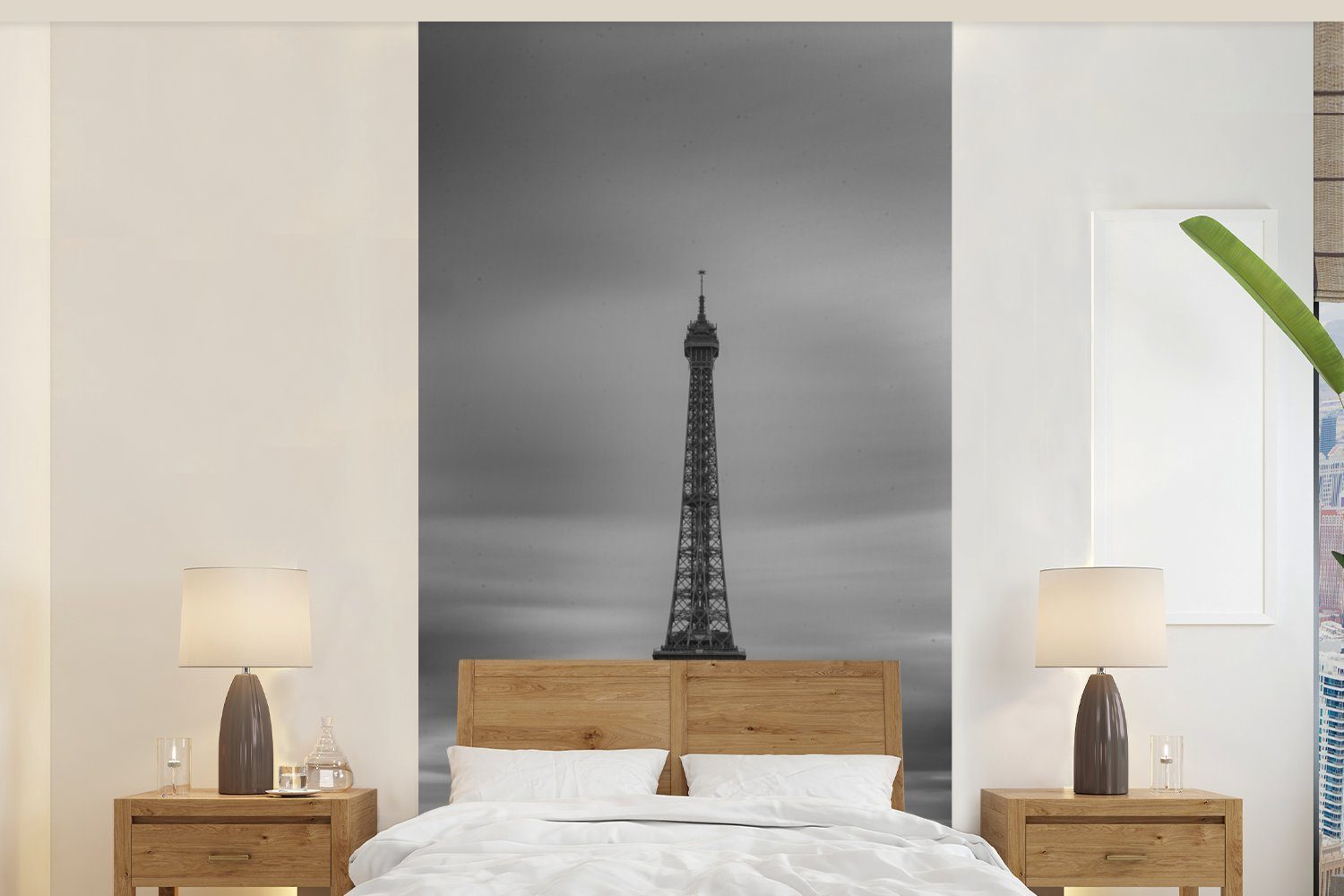 MuchoWow Fototapete Einsamer Eiffelturm, Matt, bedruckt, (2 St), Vliestapete für Wohnzimmer Schlafzimmer Küche, Fototapete