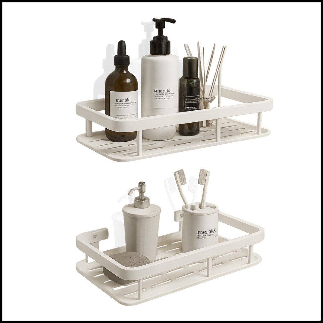 LIVINA HOME Duschablage ohne Bohren, Duschablage zum hängen, Duschkorb in schwarz, 1-tlg., Badregal, Duschregal, Duschzubehör, Badezimmerorganizer, +4 Haken