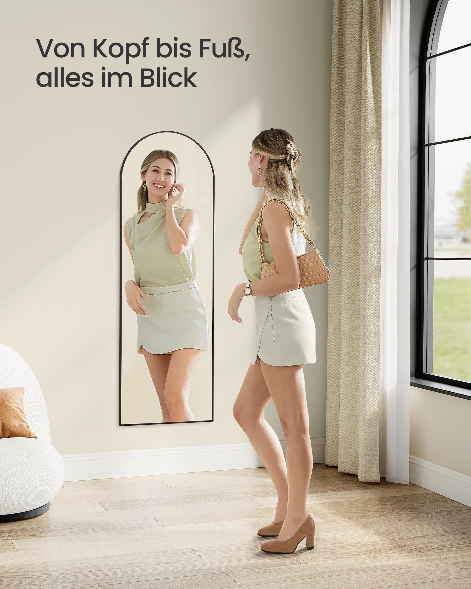 SONGMICS Wandspiegel, Ganzkörperspiegel, 120 x 40 cm, rechteckiger / gewölb günstig online kaufen