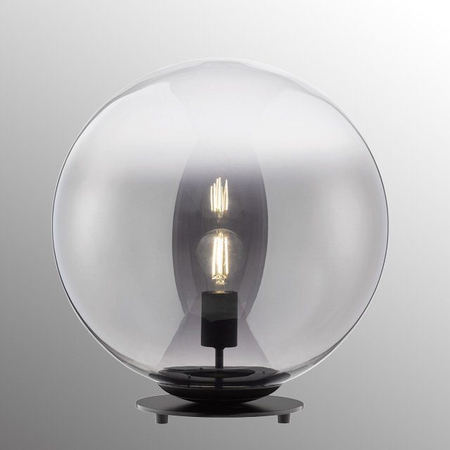 Tischleuchte cm wechselbar, 40 Ø WOHNEN-Kollektion Mirror, Rauchglas Leuchtmittel SCHÖNER Tischlampe